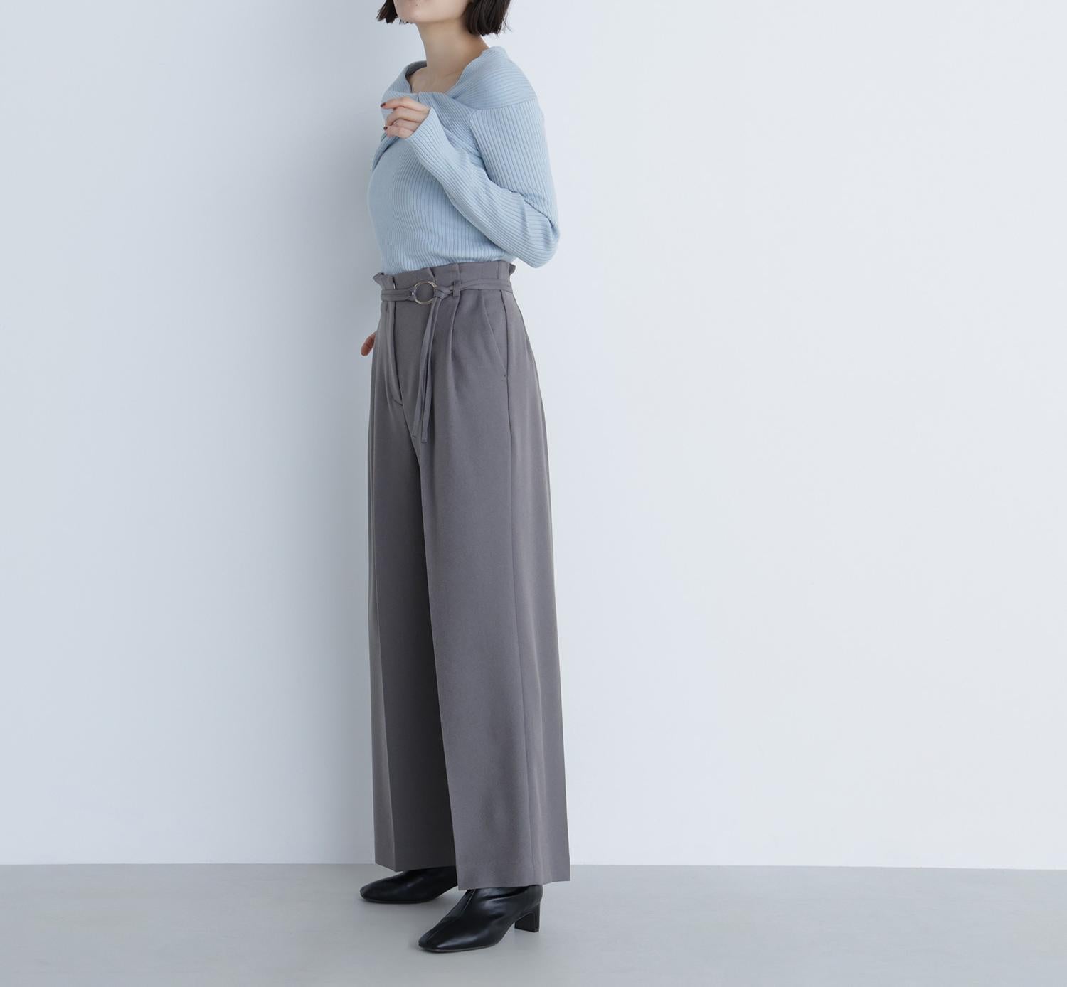 ツイストラメリブニット ブルー