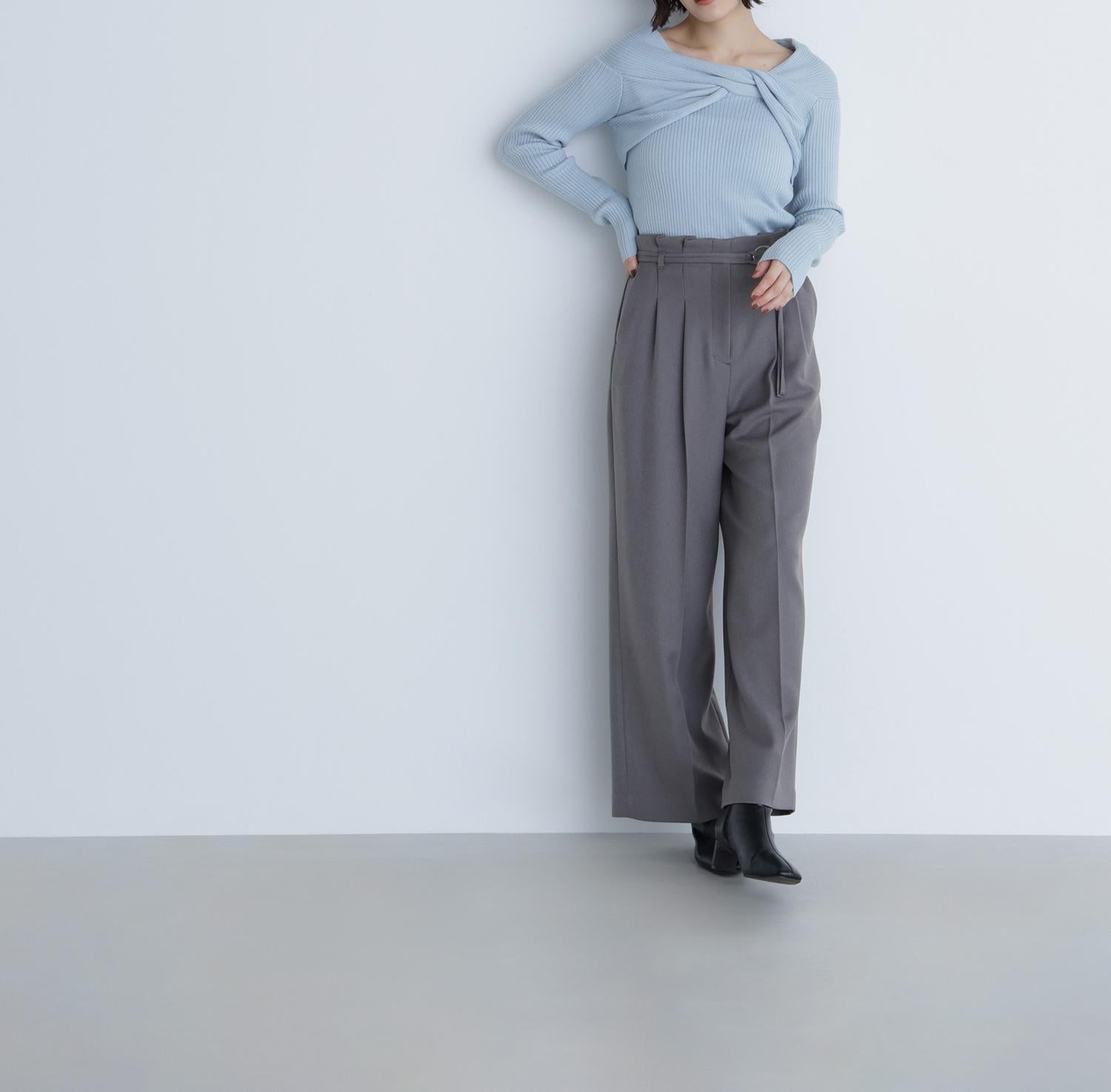 ツイストラメリブニット ブルー