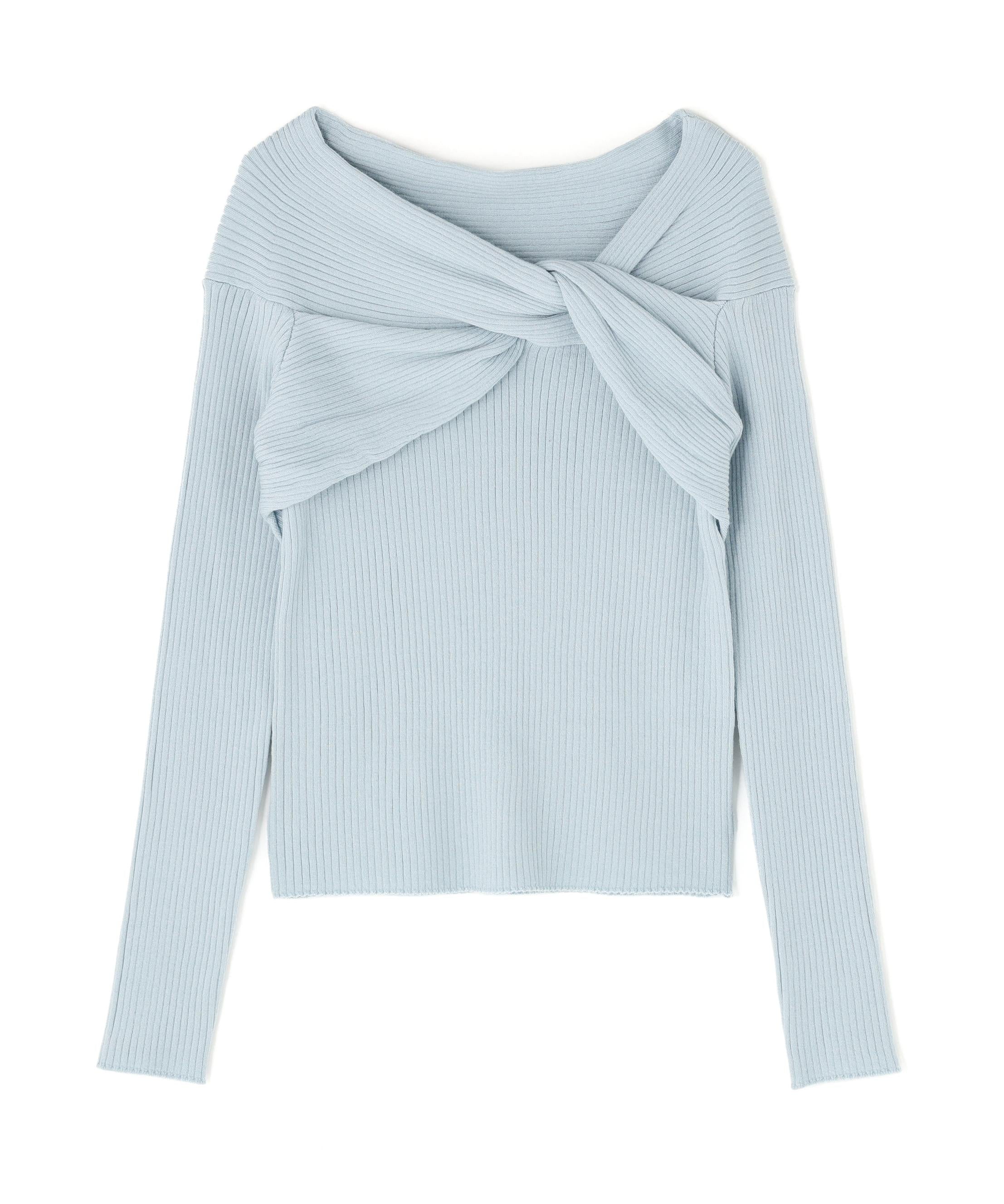 ツイストラメリブニット ブルー