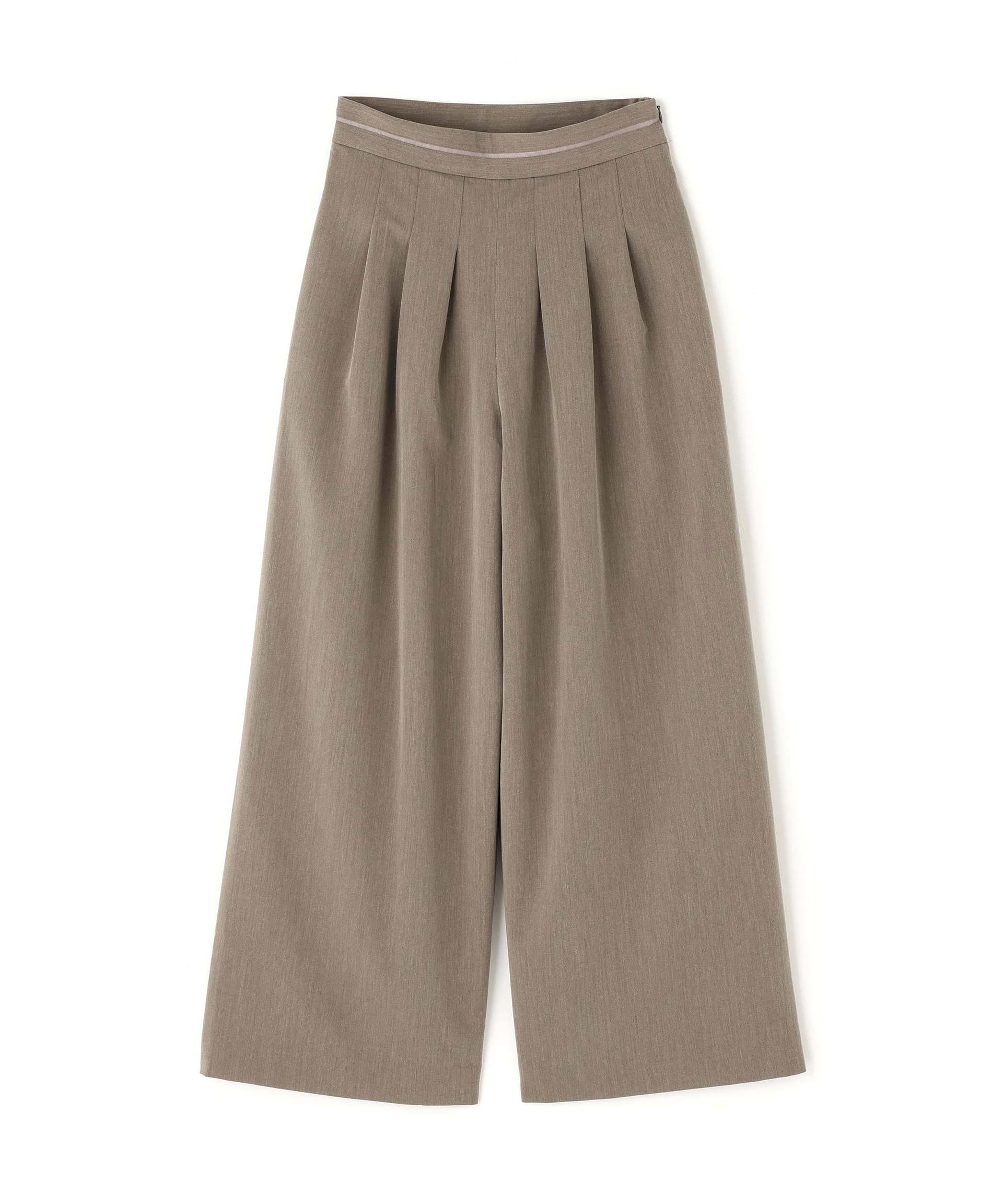 ウエストラインタックワイドパンツ ブラウン
