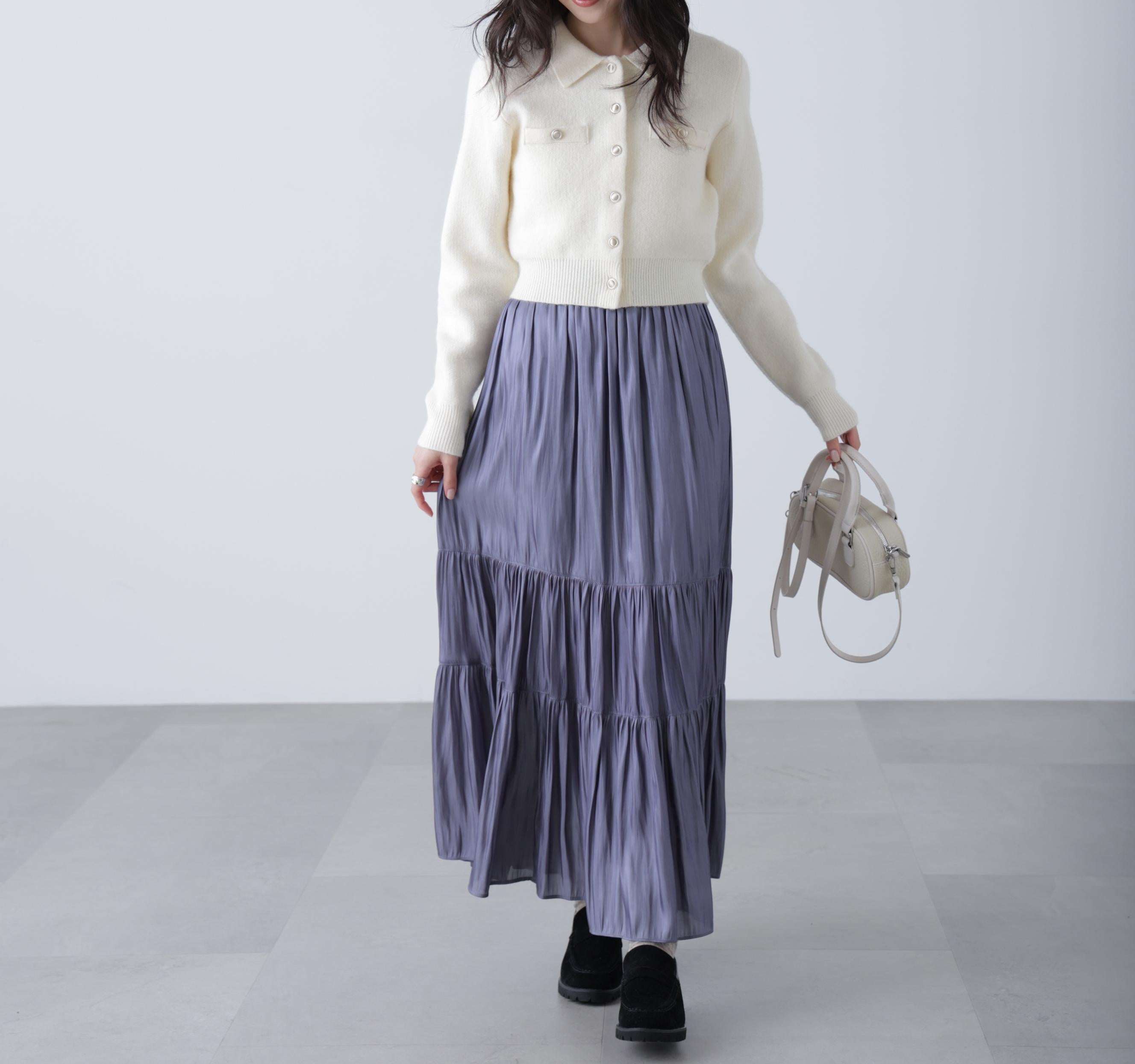 シャイニーティアードスカート ブルー