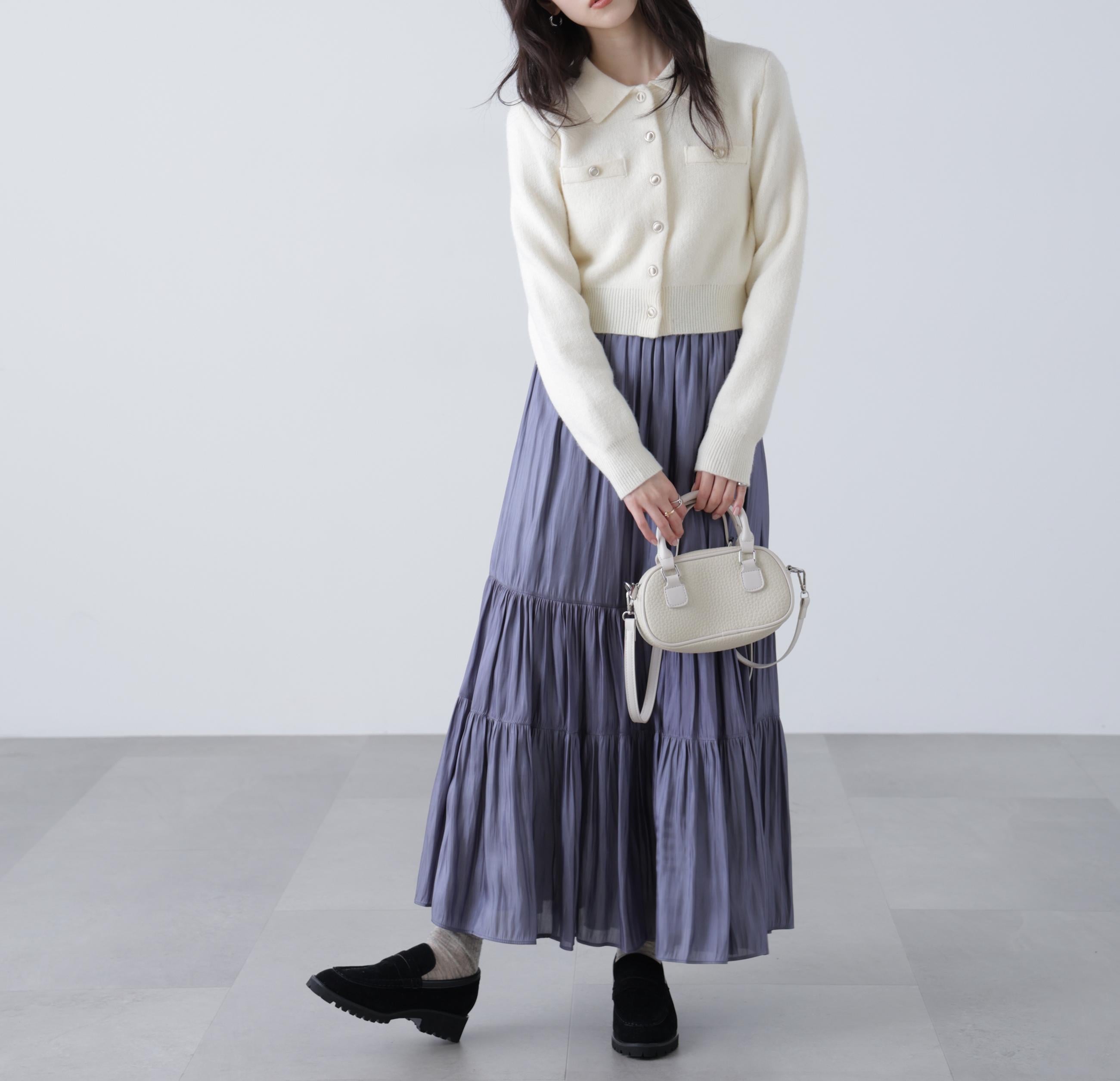 シャイニーティアードスカート ブルー