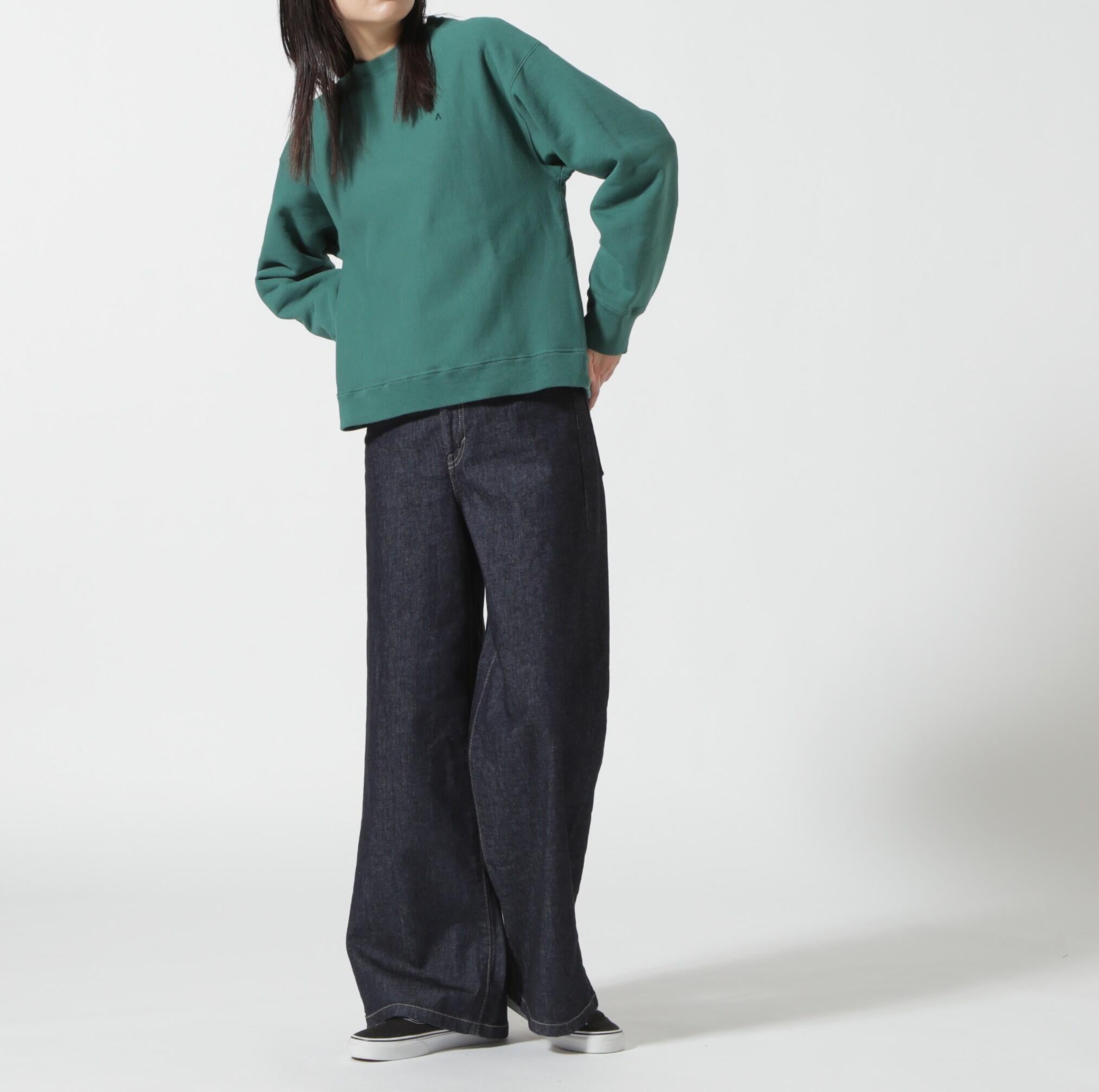 ATON <エイトン NATU>AL DYE U>AKE OVE>SIZED SWEAT SHI>T グリーン