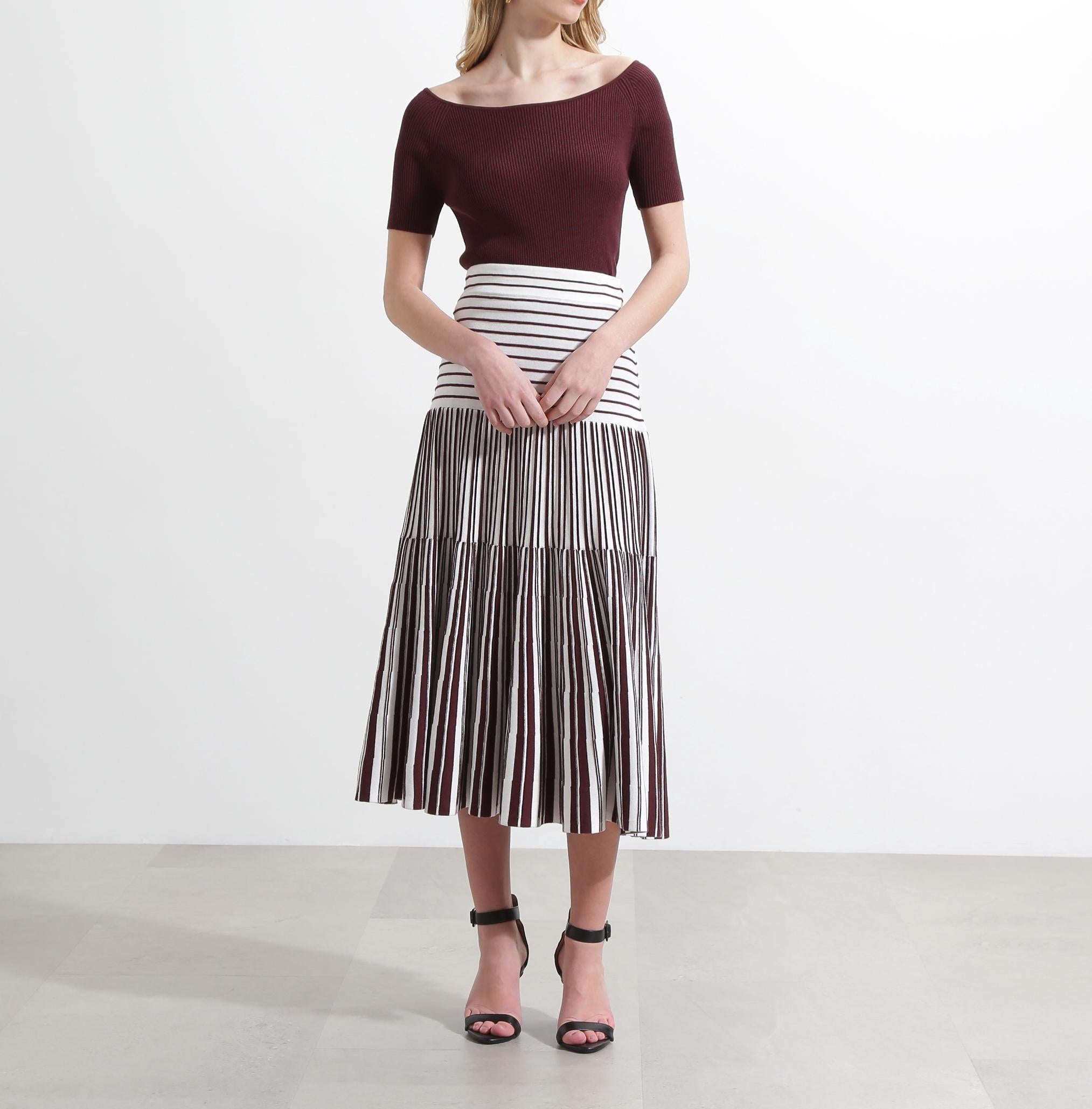 ◆オフショルダーリブニット ブラウン