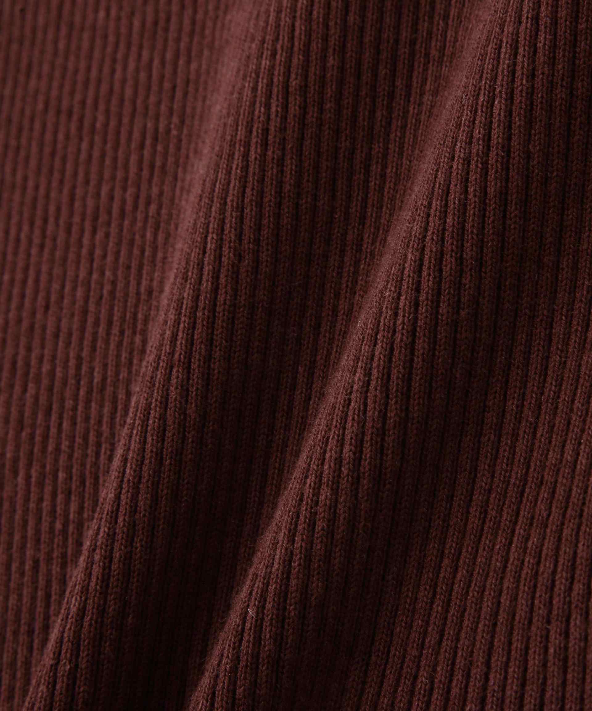 ◆オフショルダーリブニット ブラウン