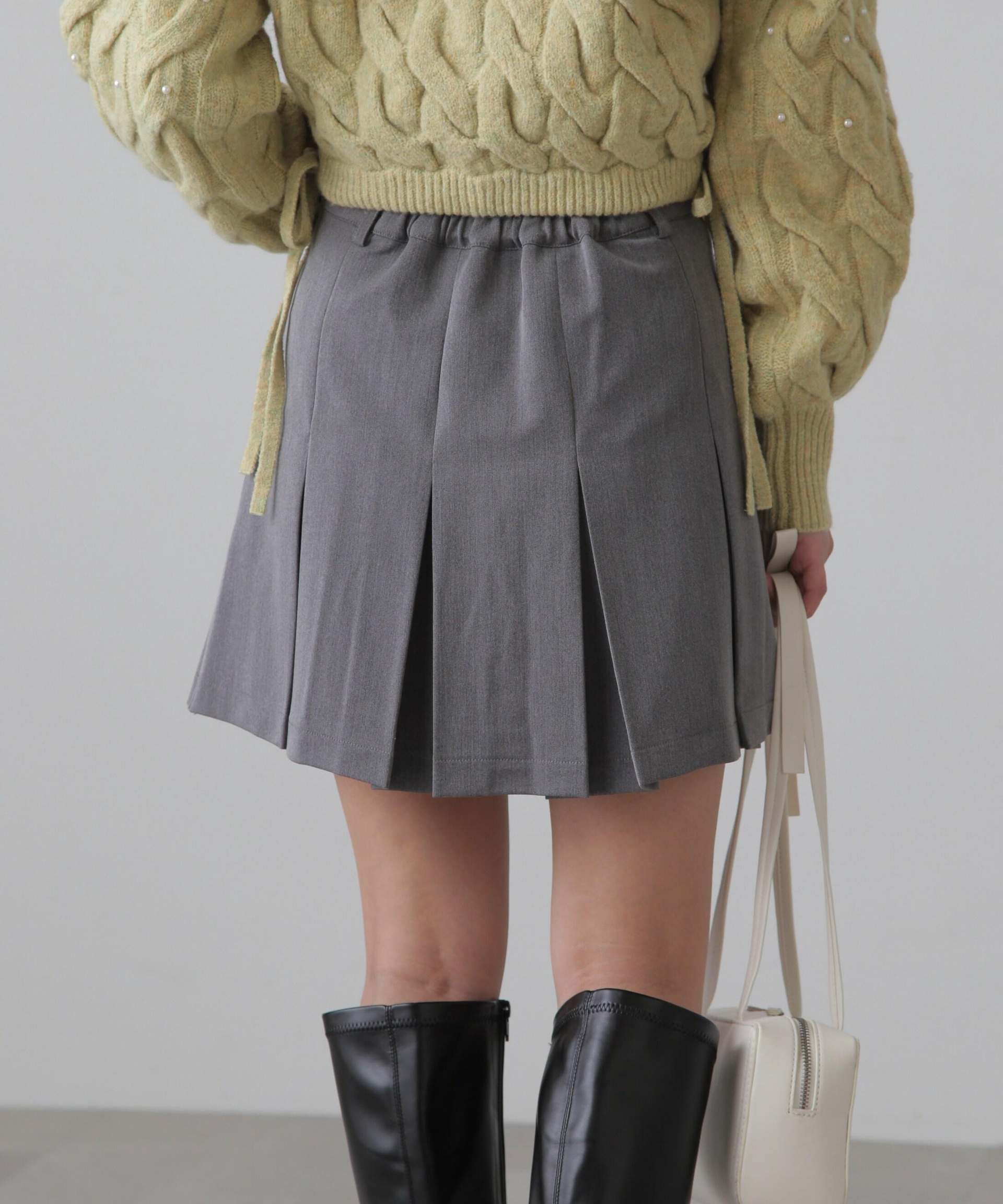 インナーパンツ付プリーツミニスカート グレー