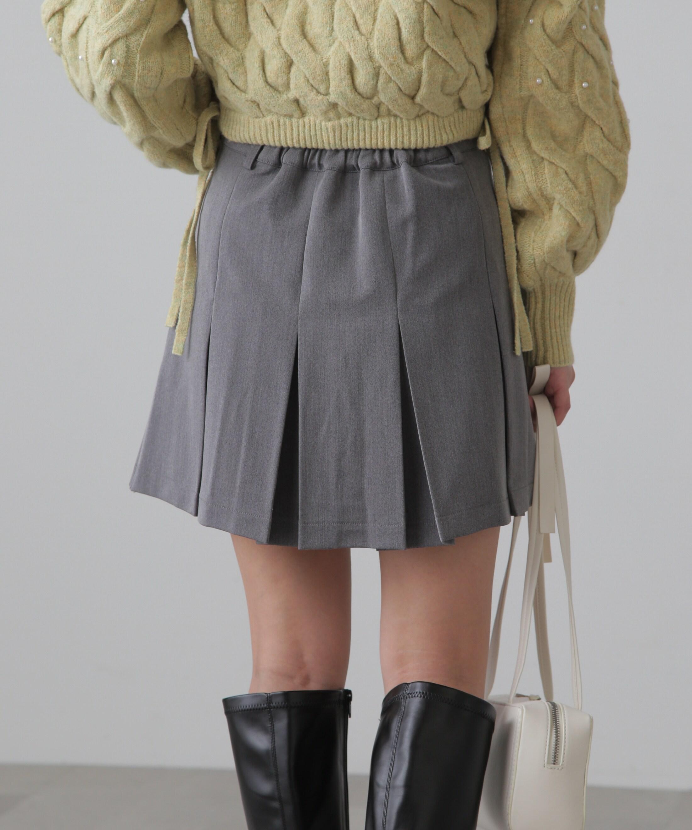 インナーパンツ付プリーツミニスカート グレー