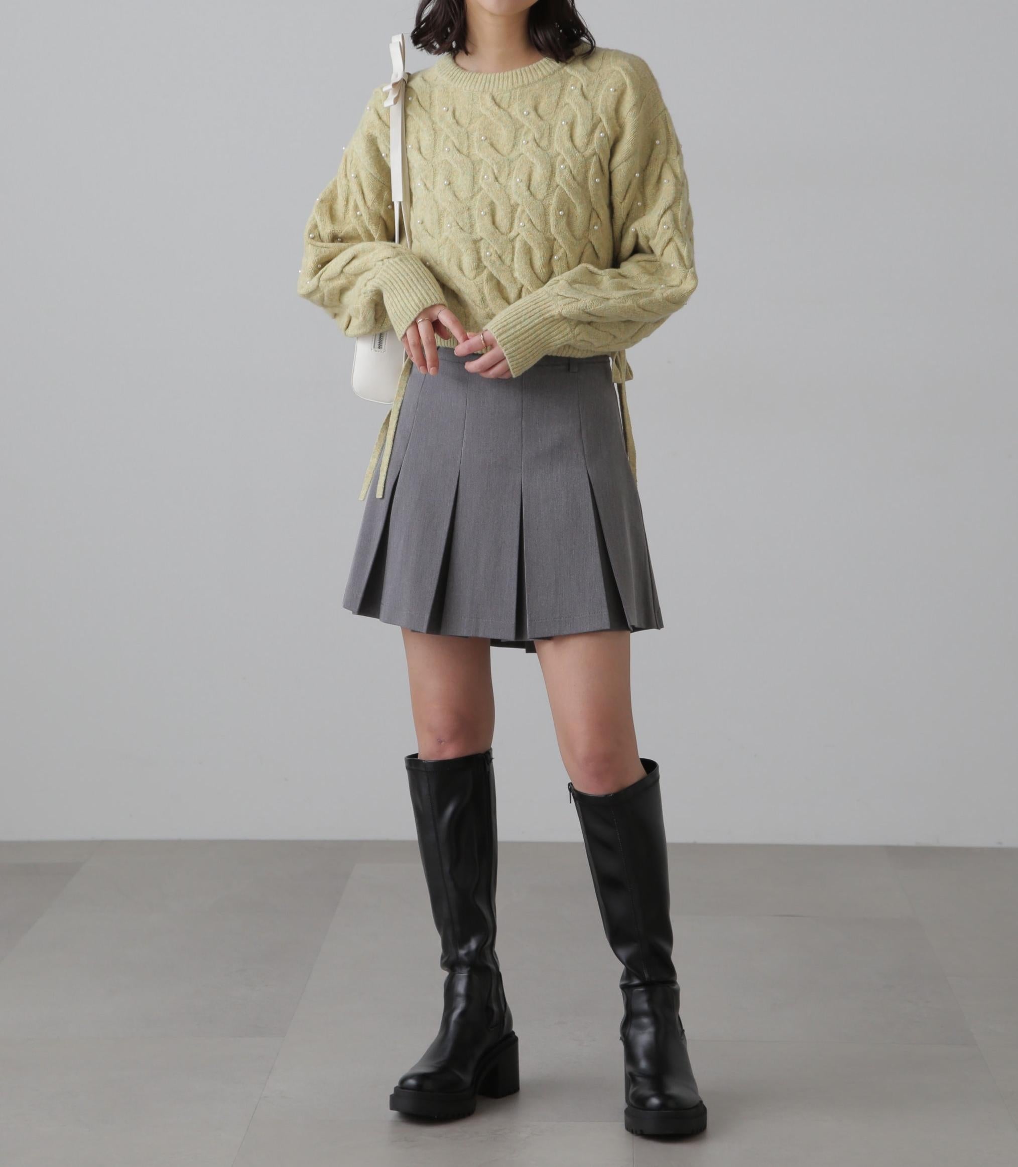 インナーパンツ付プリーツミニスカート グレー