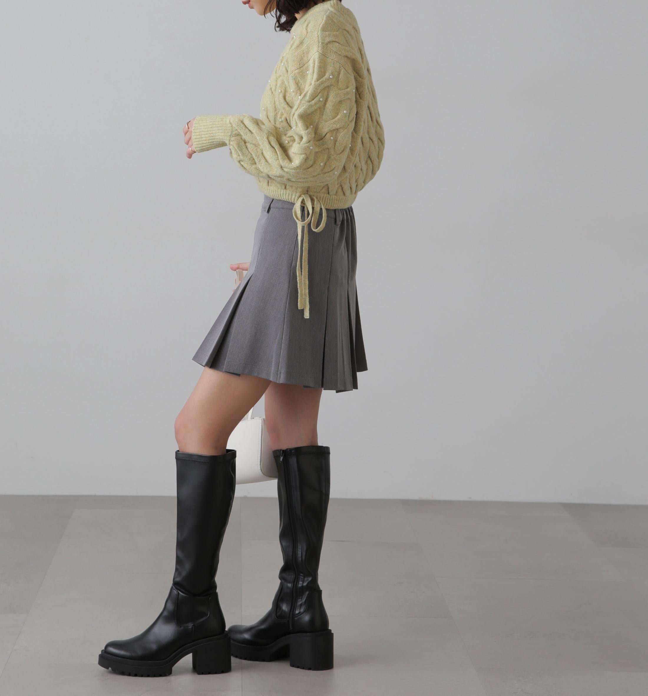 インナーパンツ付プリーツミニスカート グレー