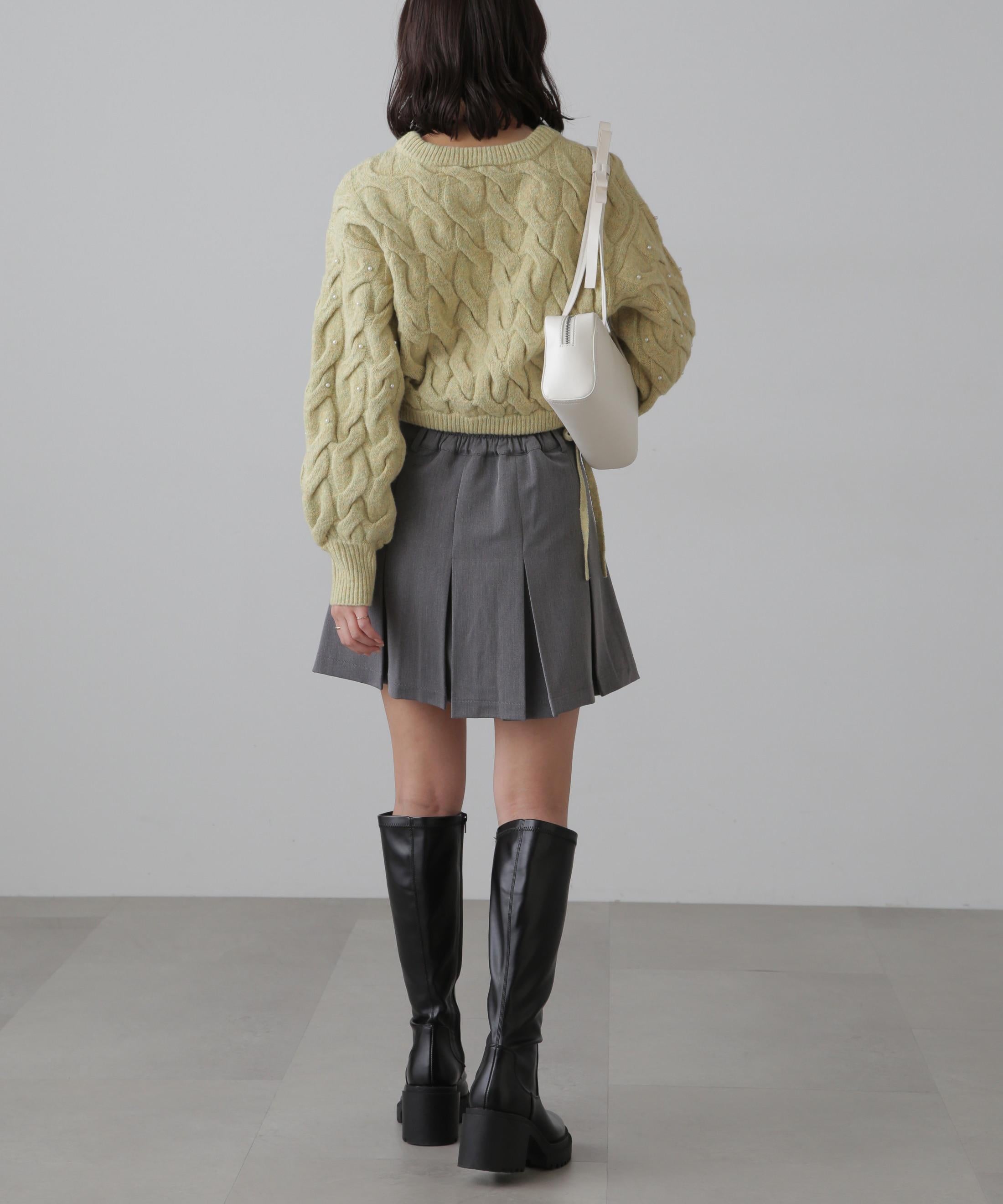 インナーパンツ付プリーツミニスカート グレー