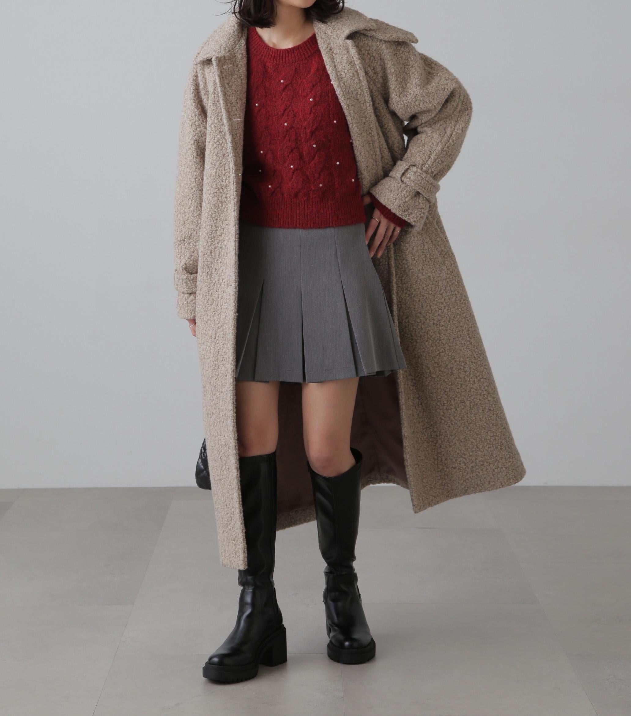 インナーパンツ付プリーツミニスカート グレー