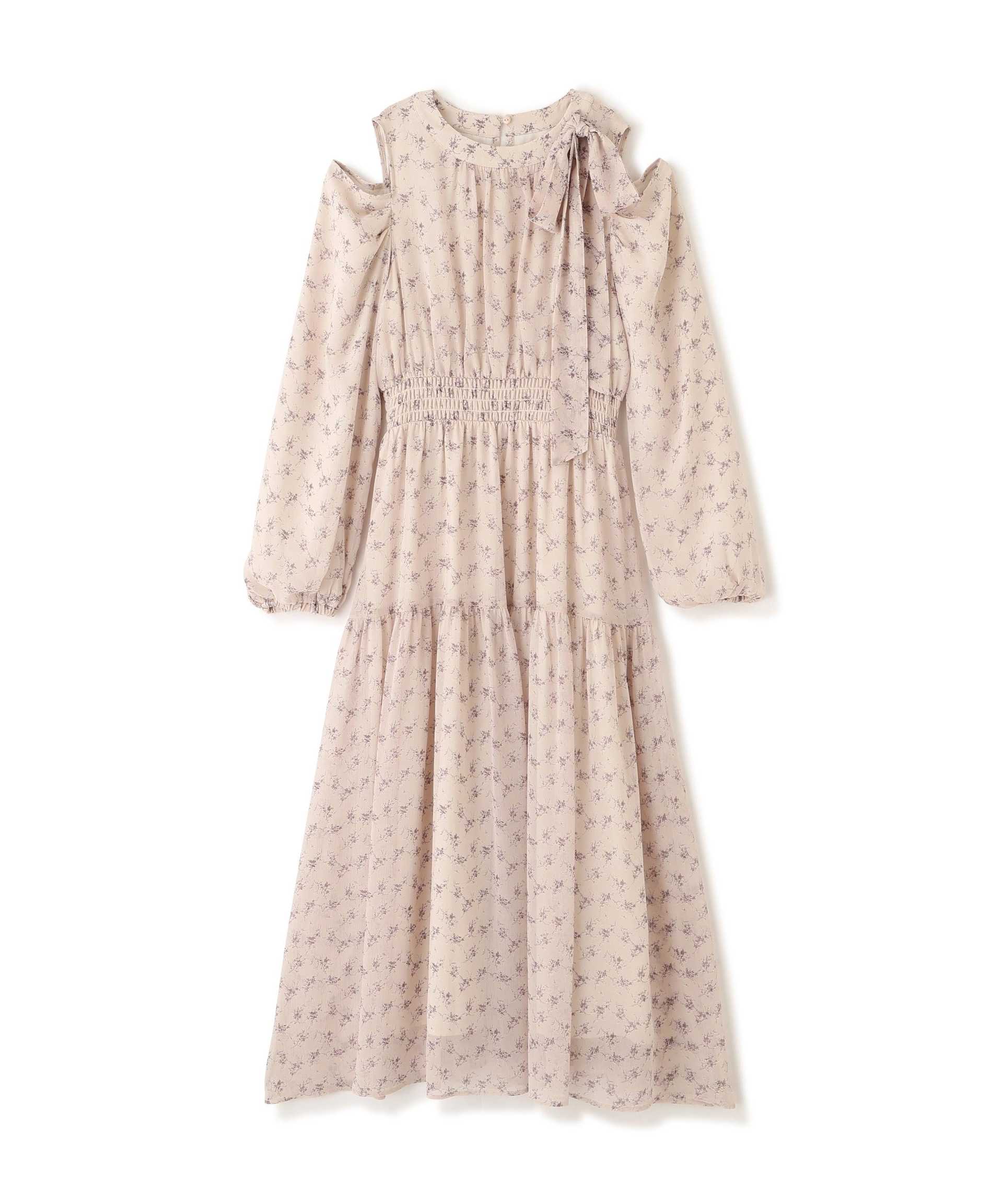 小花柄ボウタイワンピース エクリュ1