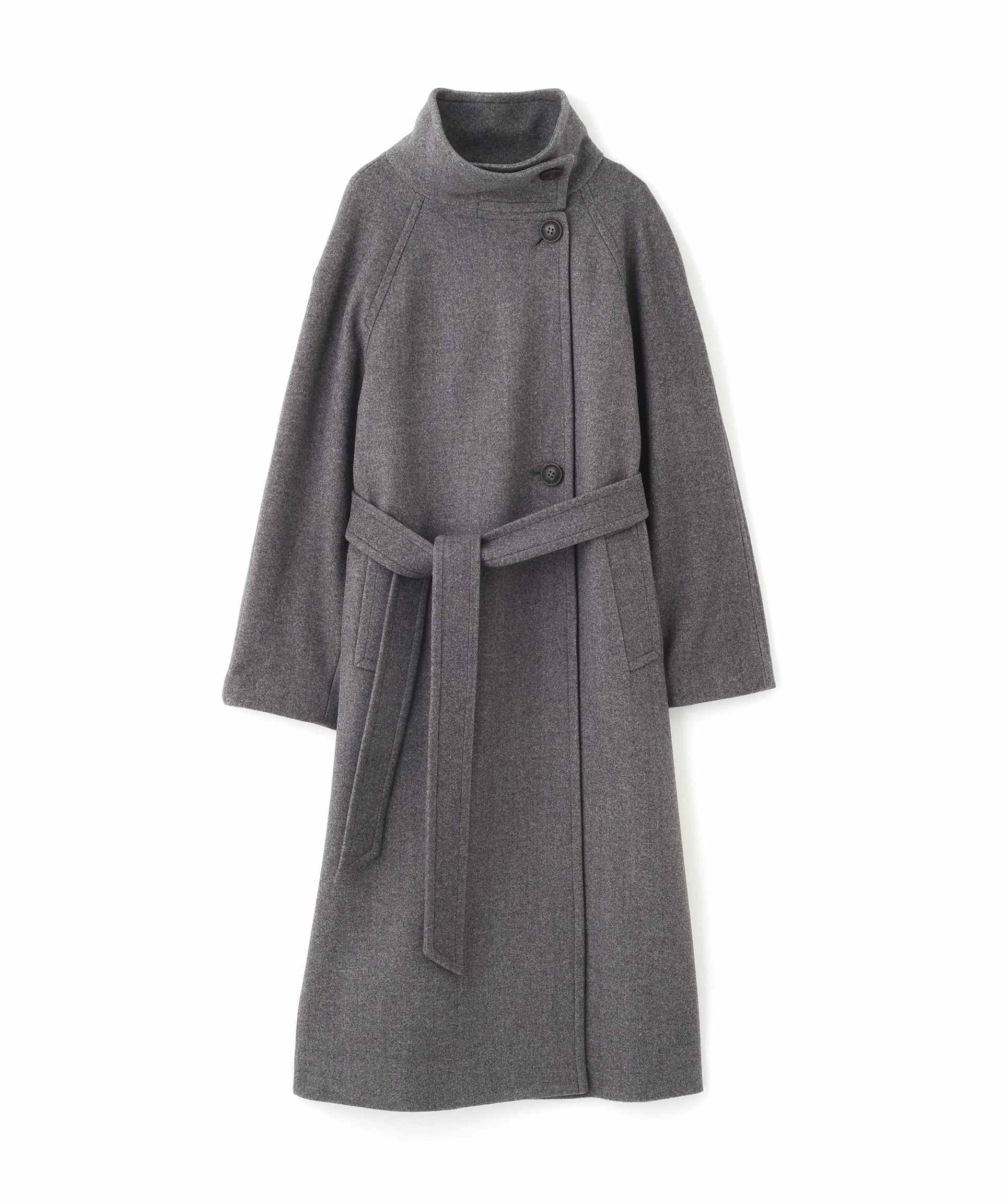 [累計販売5000枚！選べる4色]スタンドカラーメルトンロングコート グレー1