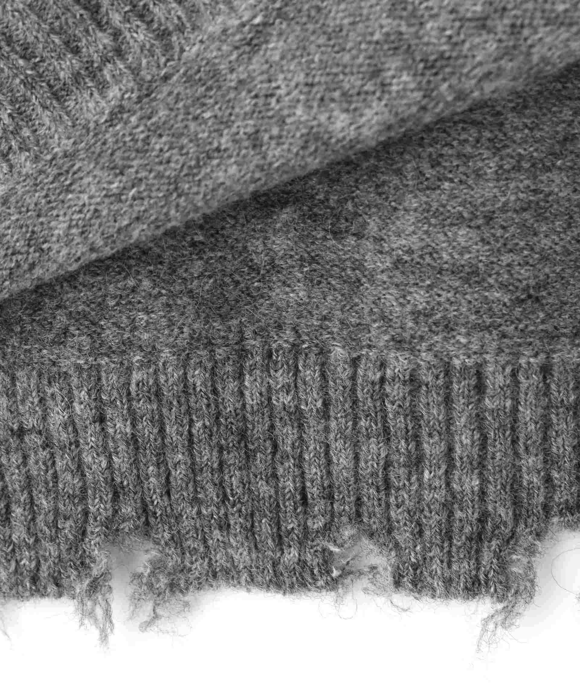 モヘヤ混タイ付きルーズミニワンピース グレー