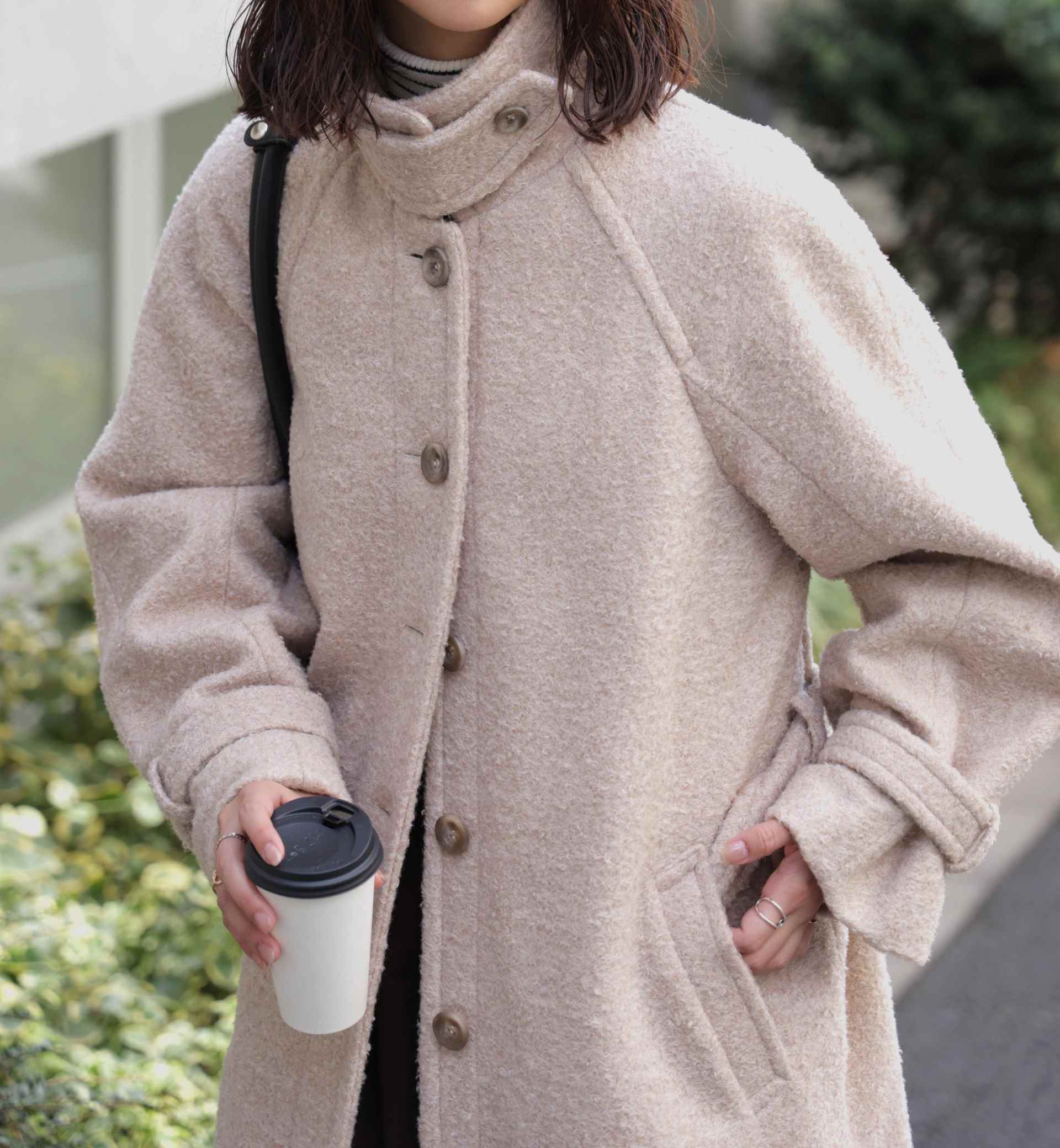 2wayステンカラーロングコート ブラウンミックス3