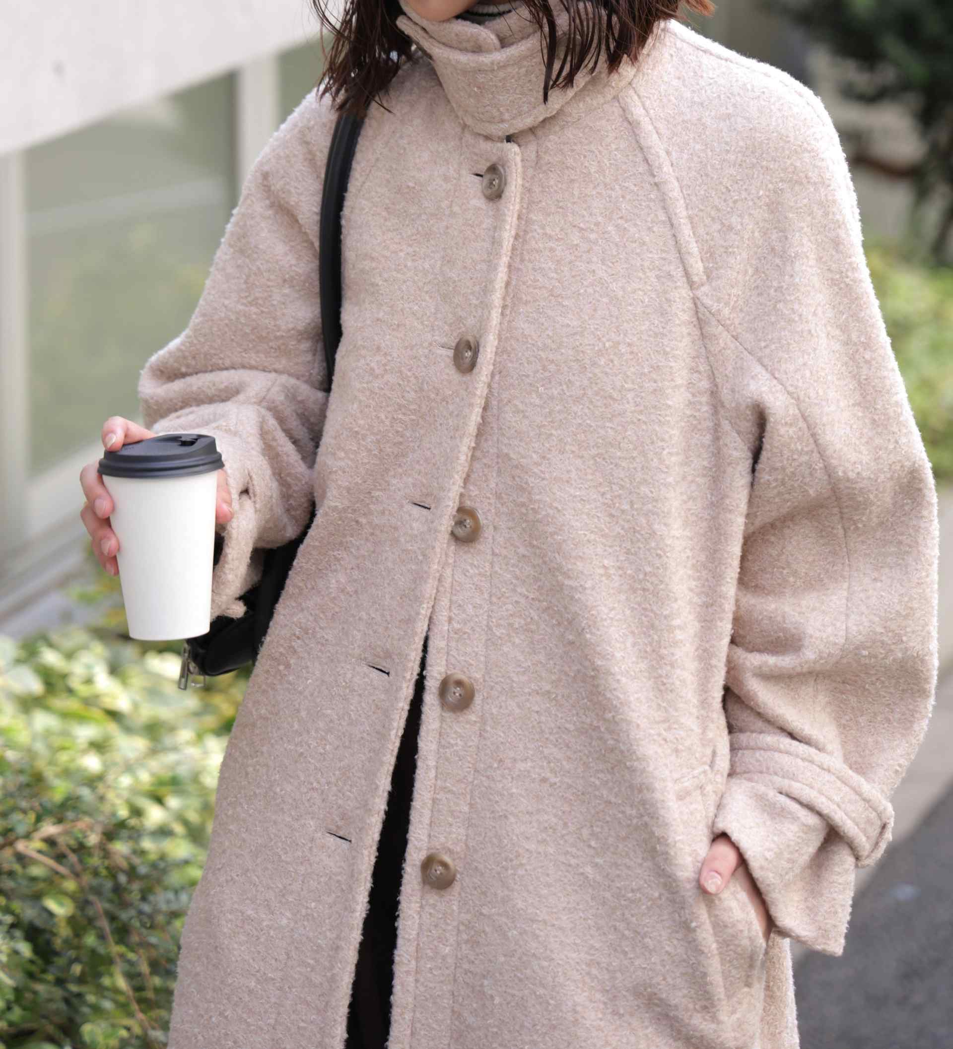 2wayステンカラーロングコート ブラウンミックス3