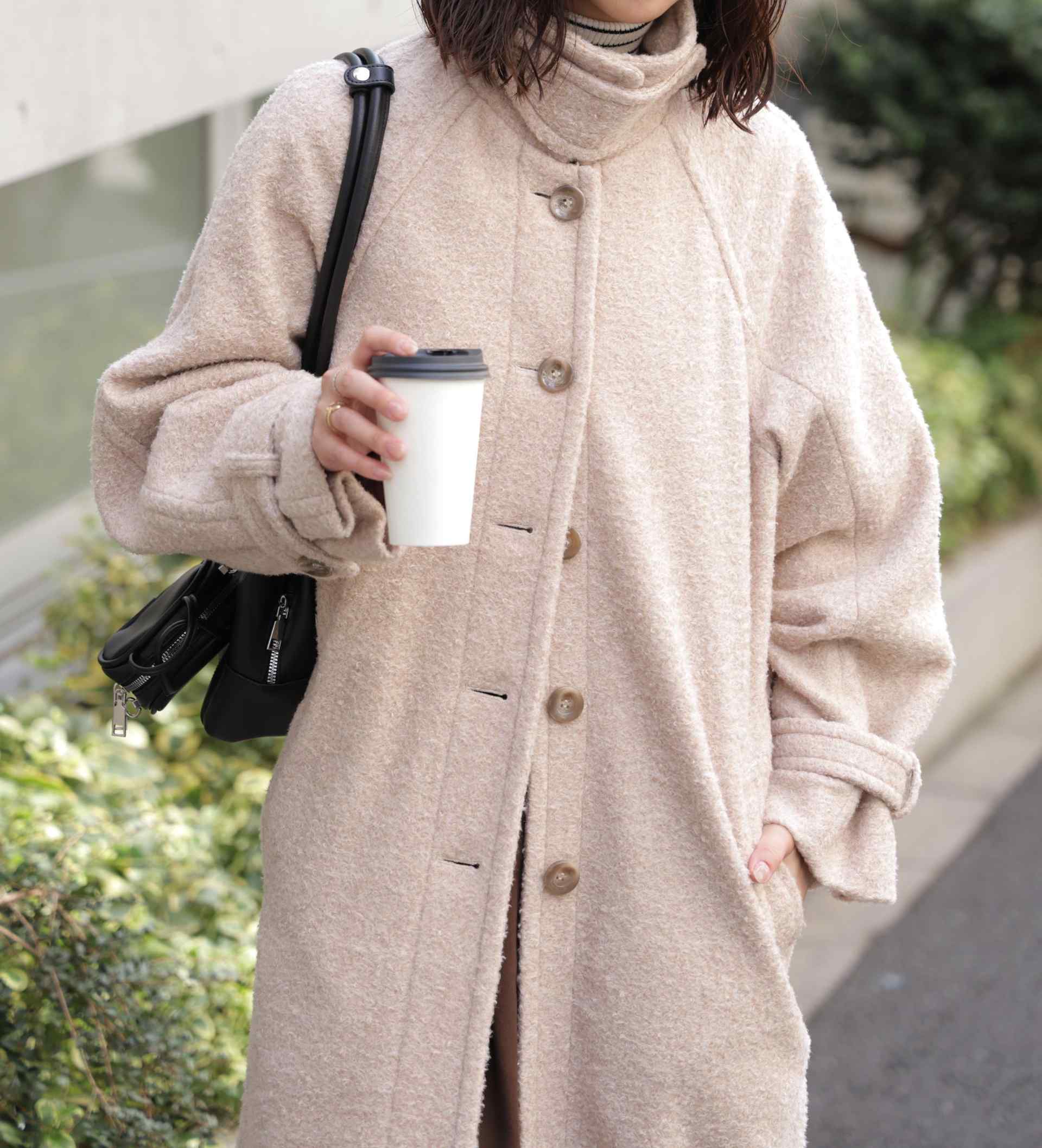 2wayステンカラーロングコート ブラウンミックス3