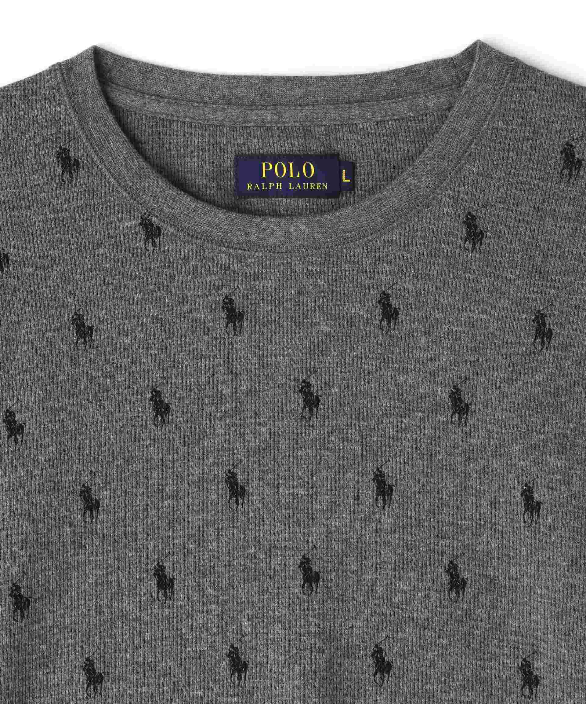 POLO >ALPH LAU>EN/ポロラルフローレン/Waffle Long Sleeve Cew Neck/クルーネックシャツ チャコール