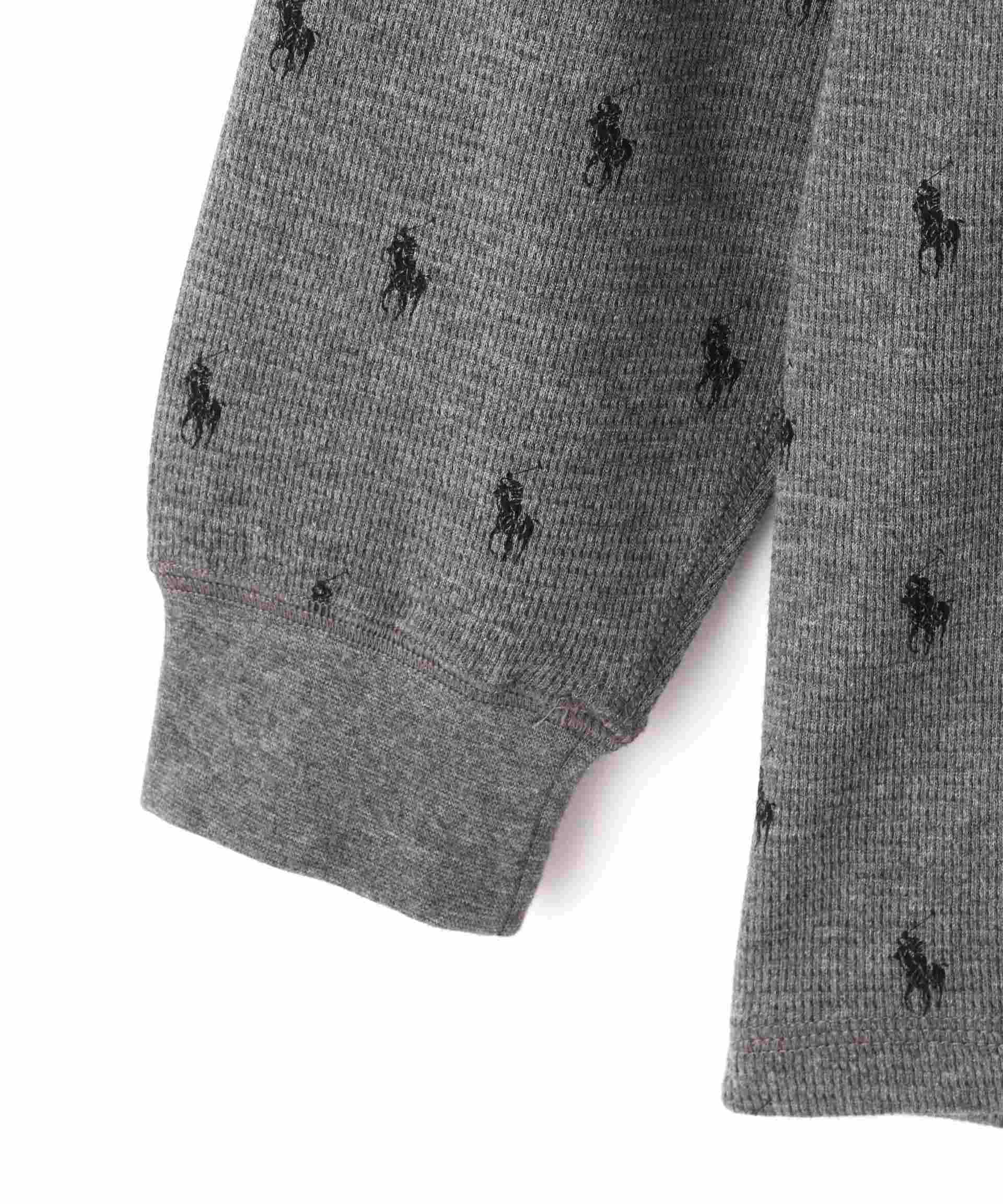 POLO >ALPH LAU>EN/ポロラルフローレン/Waffle Long Sleeve Cew Neck/クルーネックシャツ チャコール