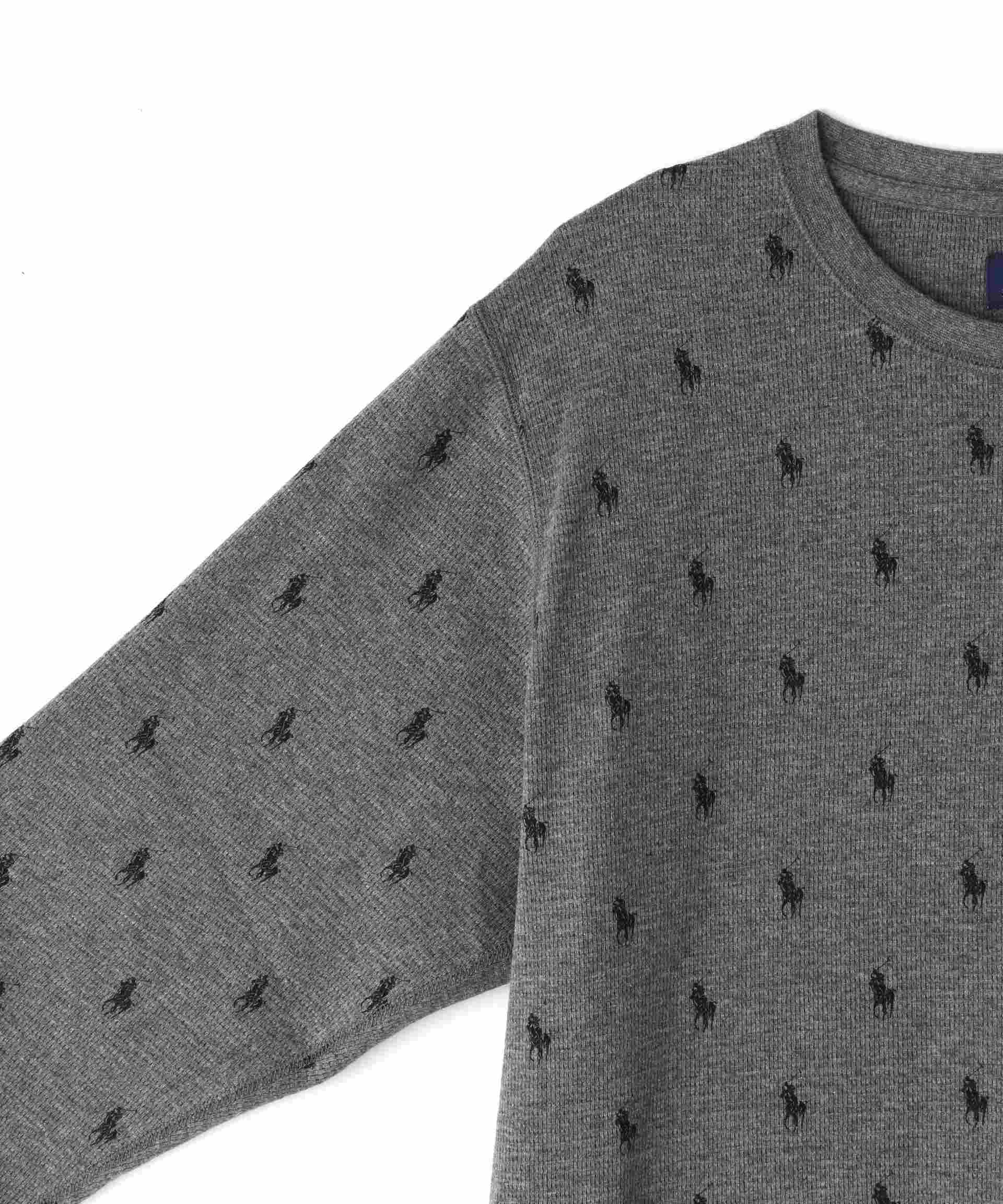 POLO >ALPH LAU>EN/ポロラルフローレン/Waffle Long Sleeve Cew Neck/クルーネックシャツ チャコール