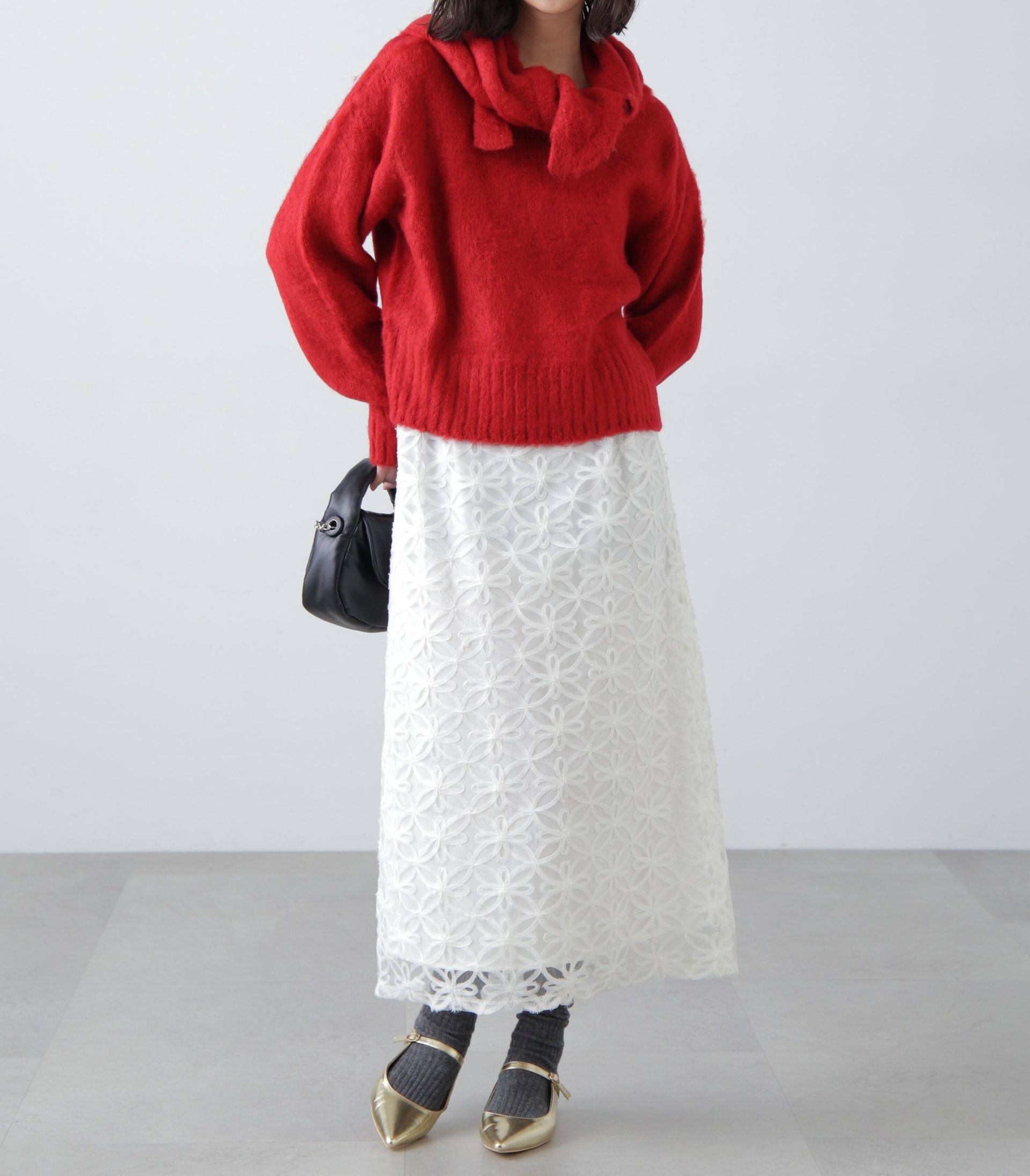 チュールフラワーシアーナロースカート オフホワイト