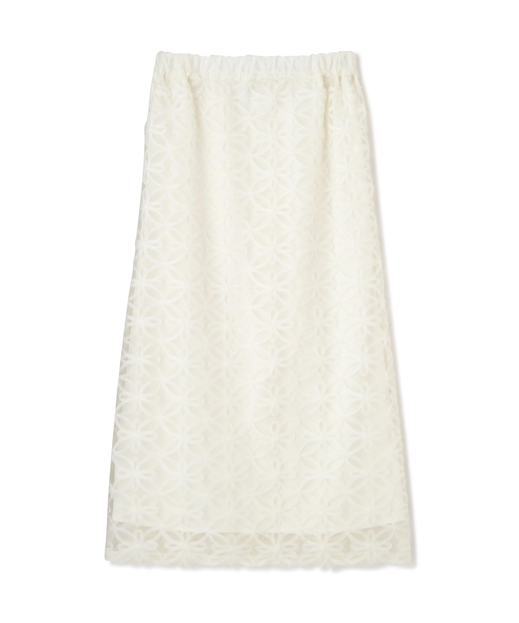 チュールフラワーシアーナロースカート オフホワイト