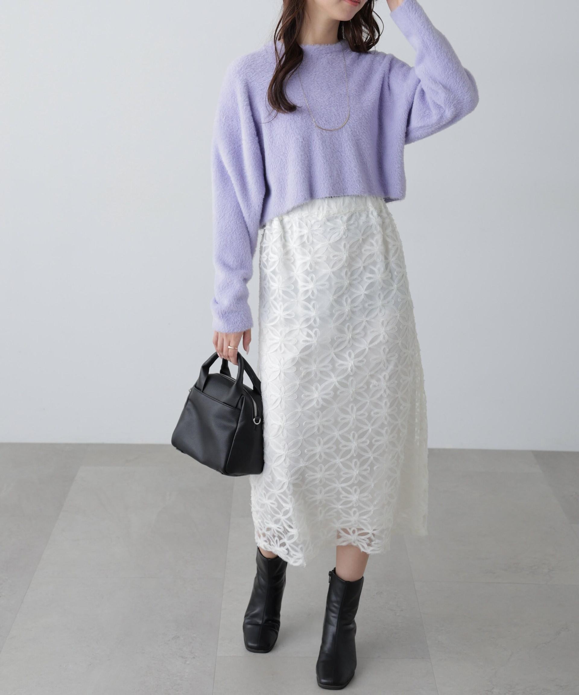 チュールフラワーシアーナロースカート オフホワイト