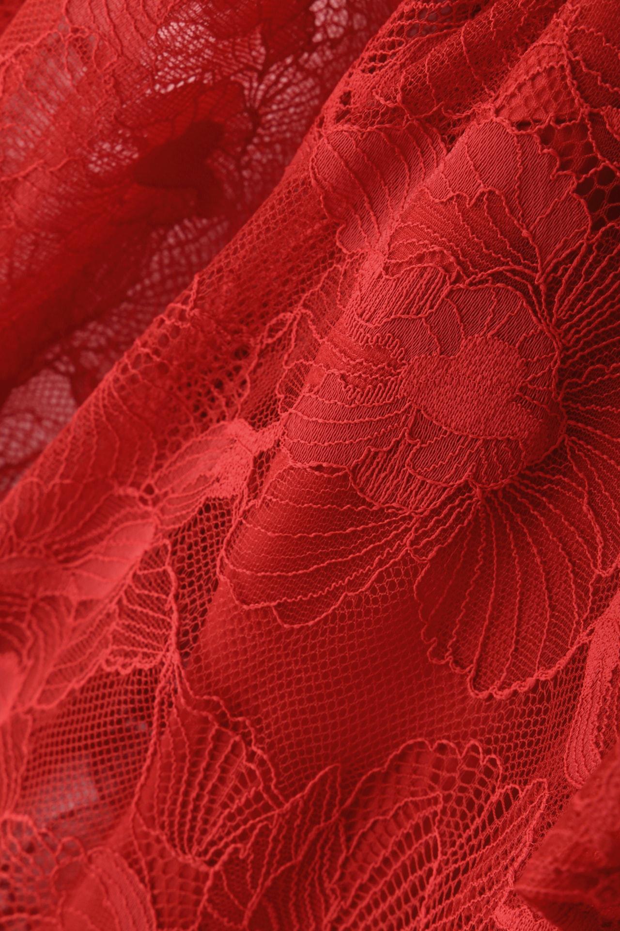 レースボウブラウス_ レッド