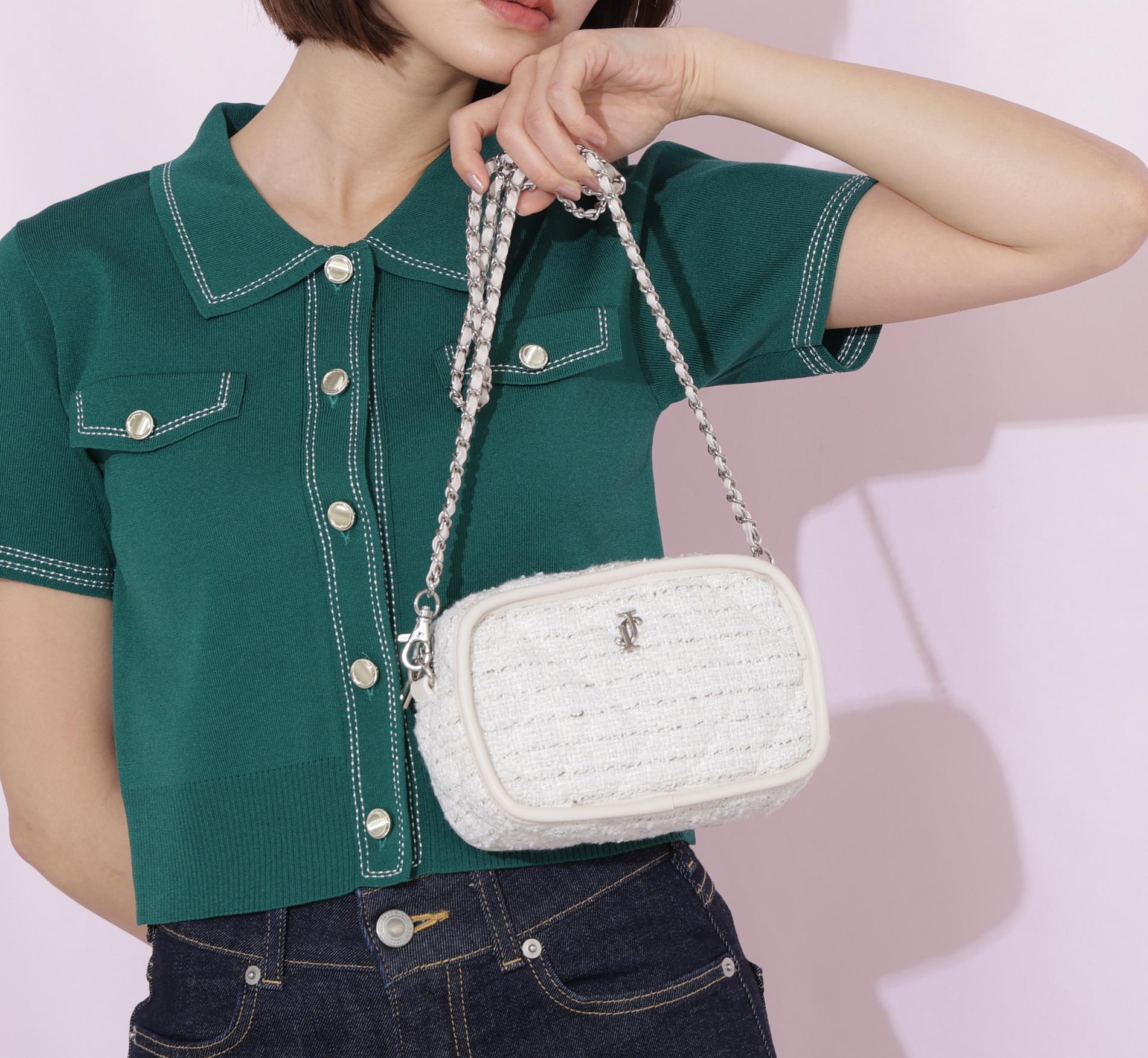 パイピングショルダーバッグ ホワイト1