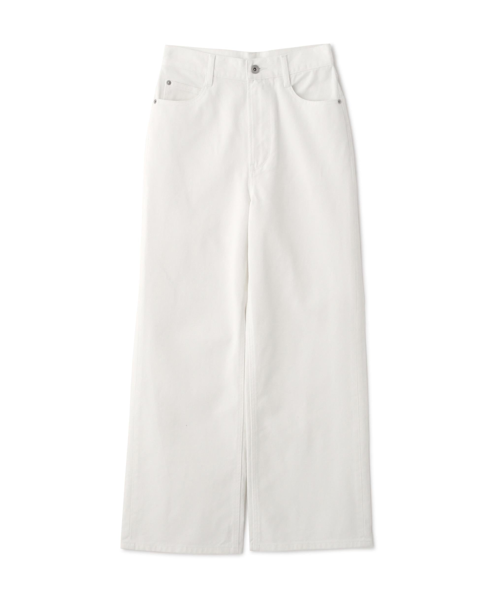 ワイドストレートデニムパンツ オフホワイト1