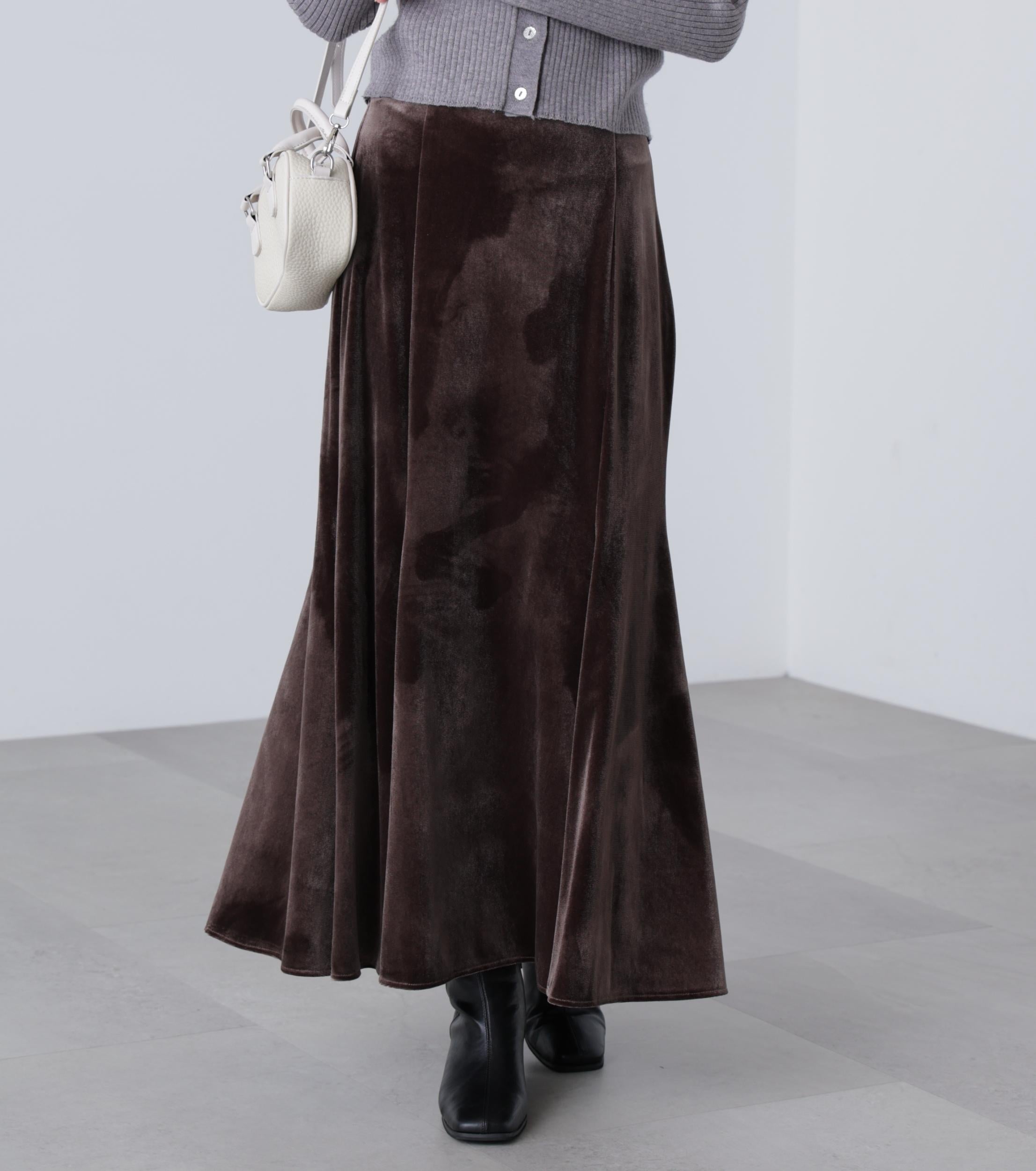 ベロアマーメイドスカート ブラウン