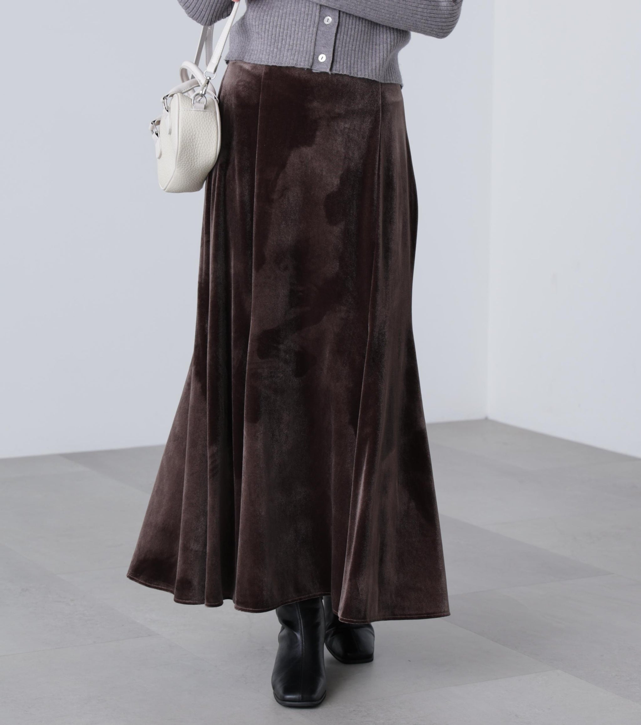 ベロアマーメイドスカート ブラウン