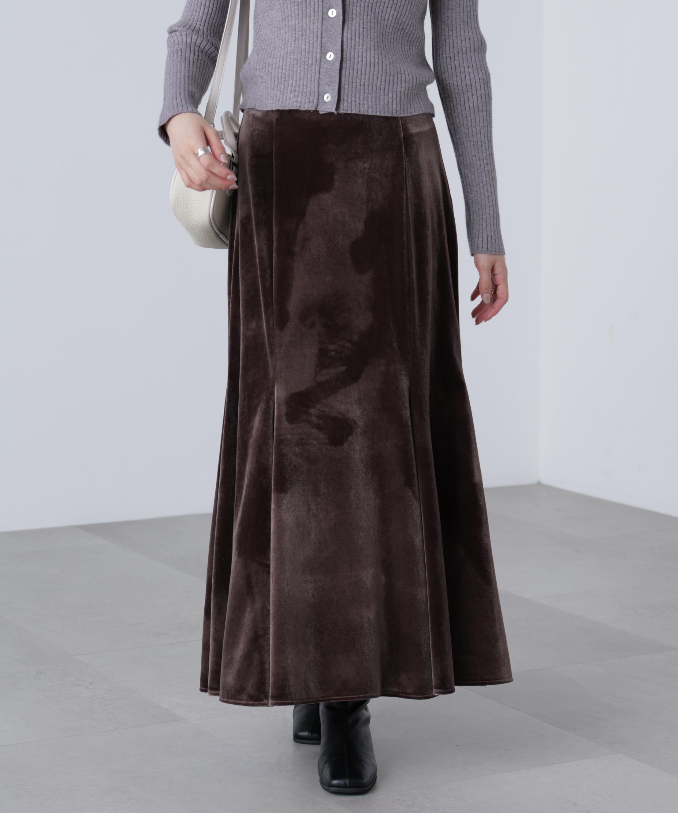 ベロアマーメイドスカート ブラウン