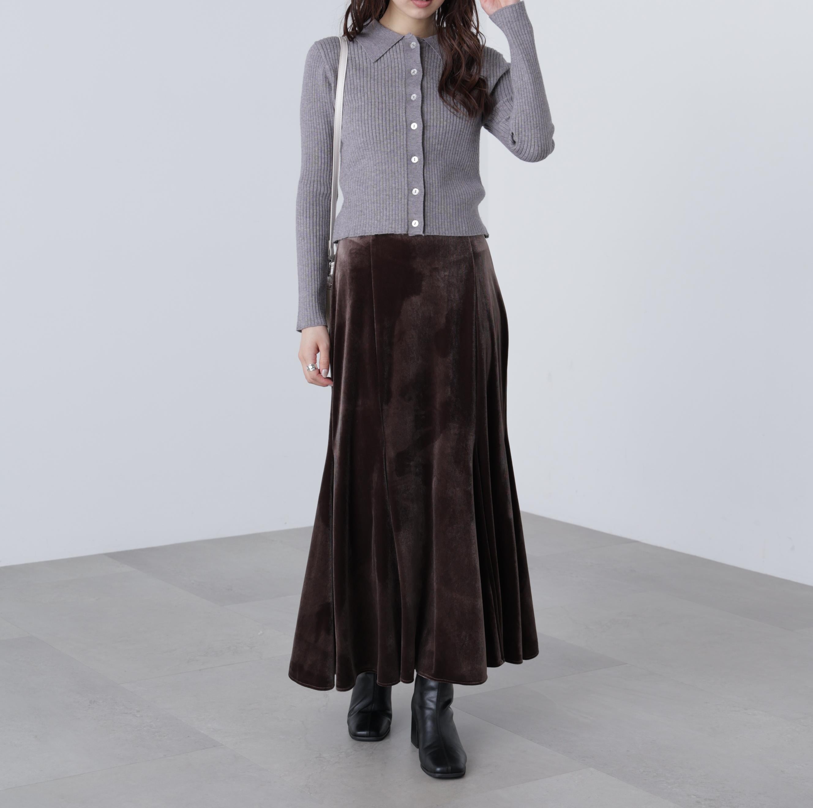 ベロアマーメイドスカート ブラウン