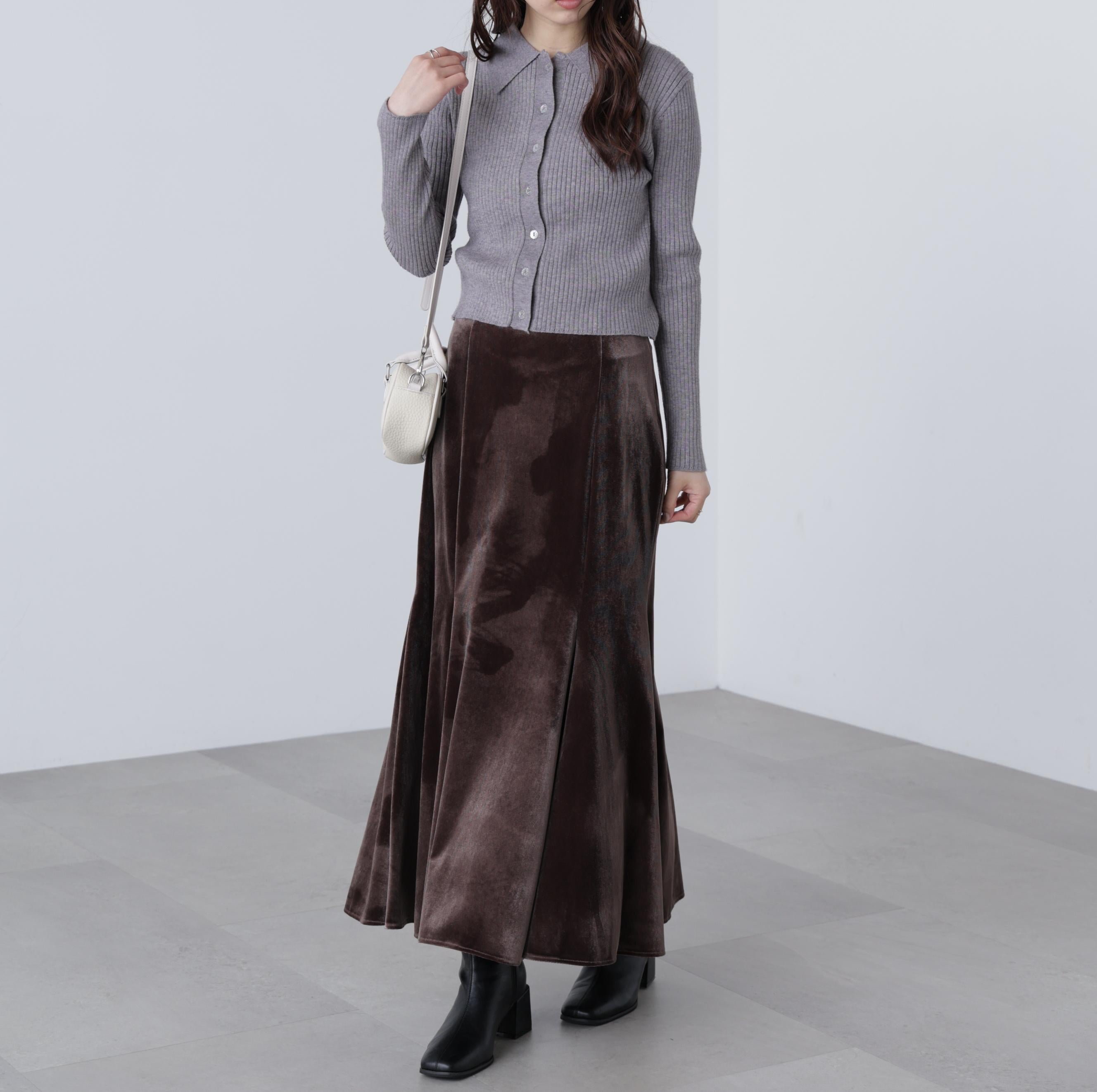 ベロアマーメイドスカート ブラウン