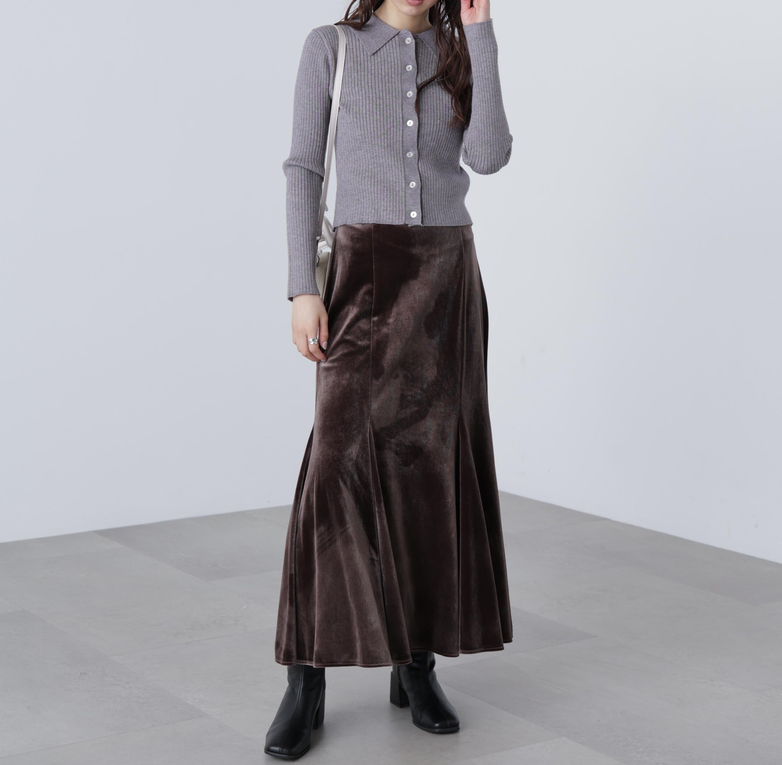 ベロアマーメイドスカート ブラウン
