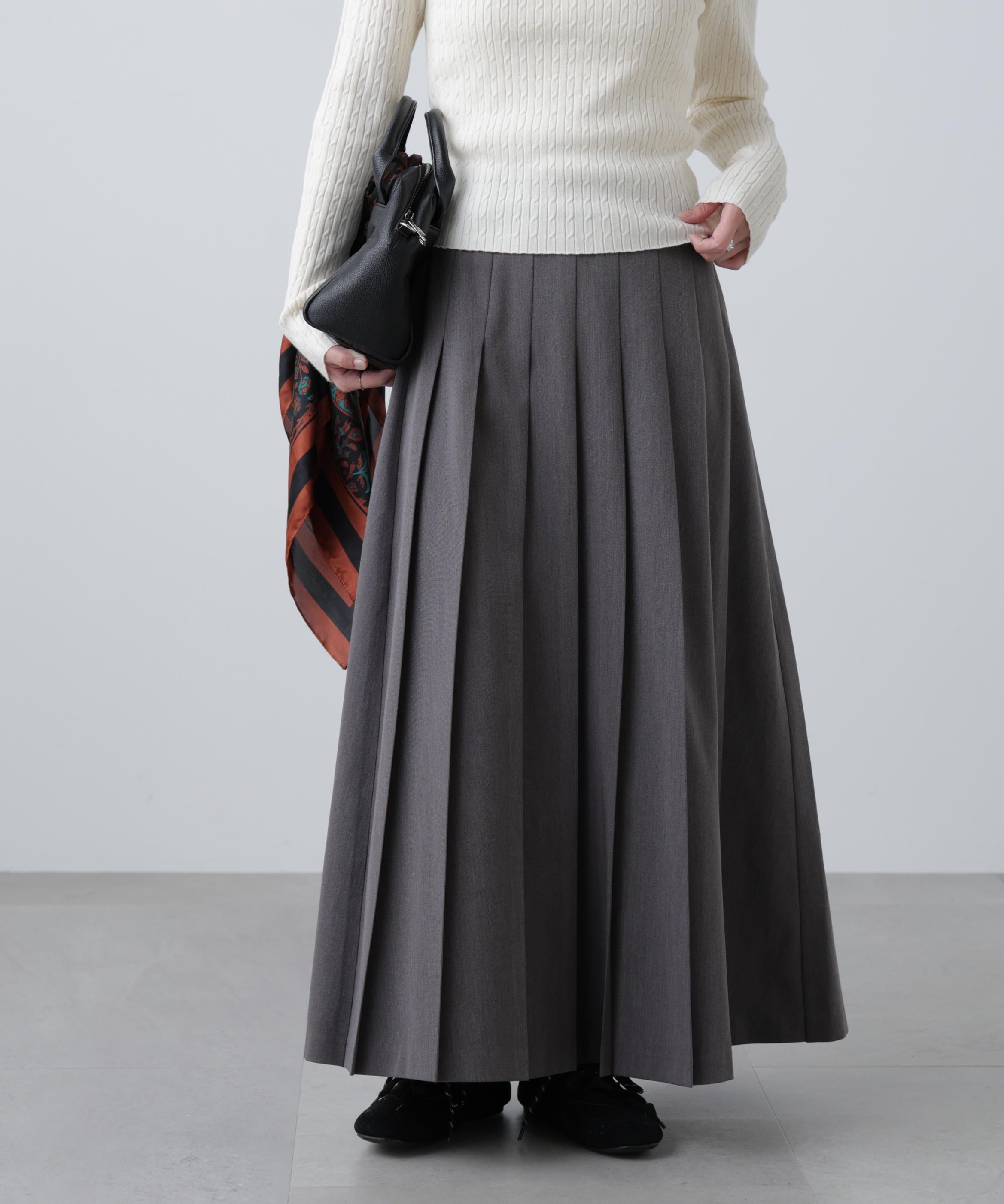 プリーツロングスカート グレー