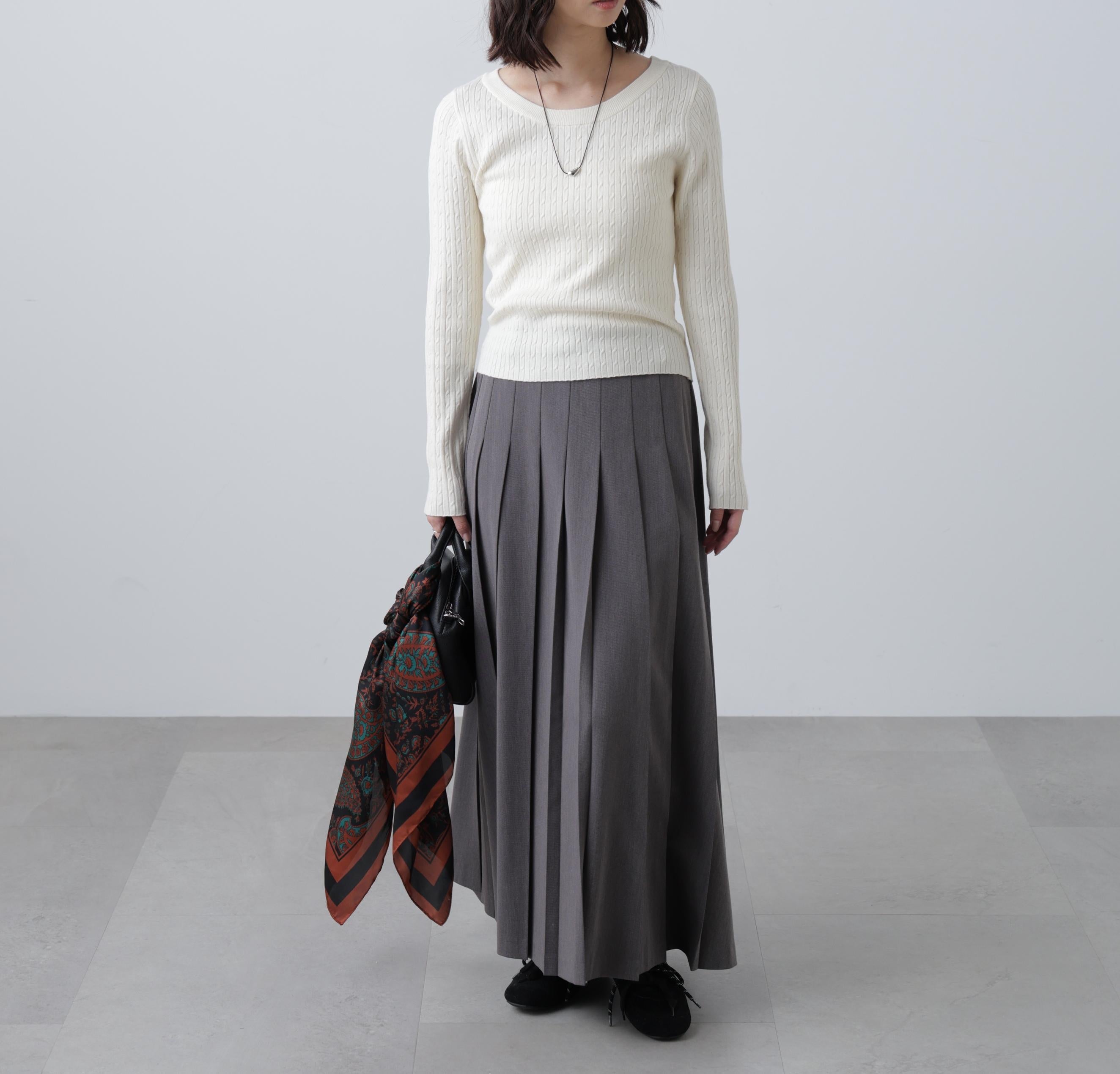 プリーツロングスカート グレー