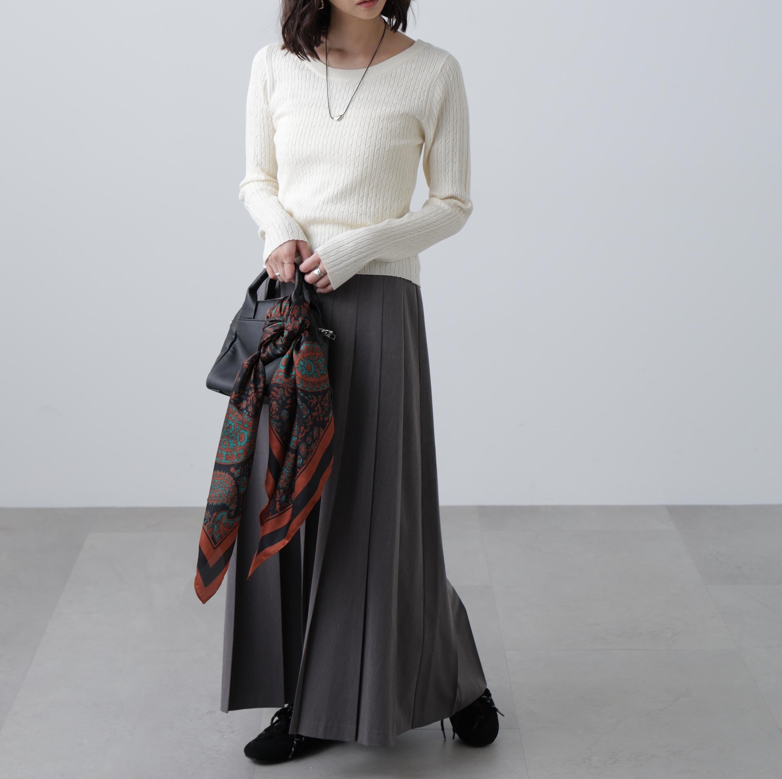 プリーツロングスカート グレー