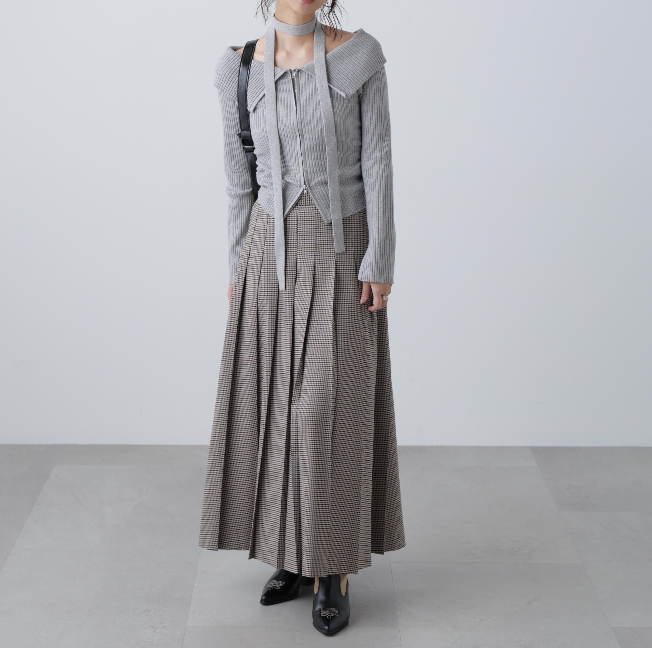 プリーツロングスカート ガンクラブチェック1