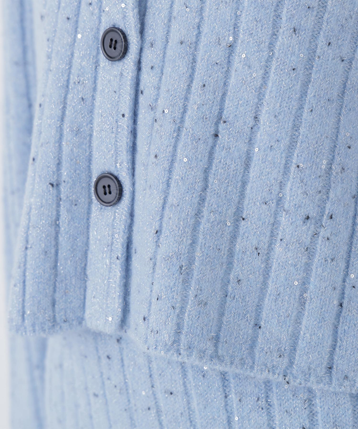 スパンコールラメニットセットアップ ブルー