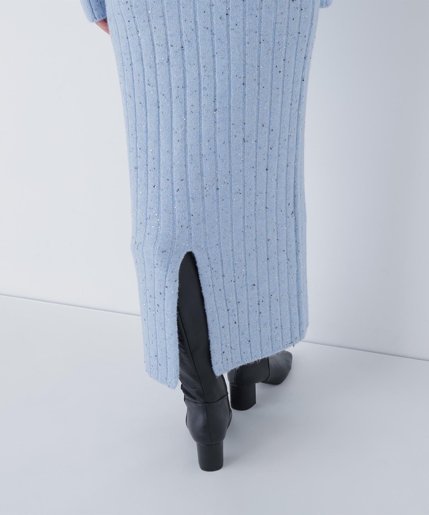 スパンコールラメニットセットアップ ブルー