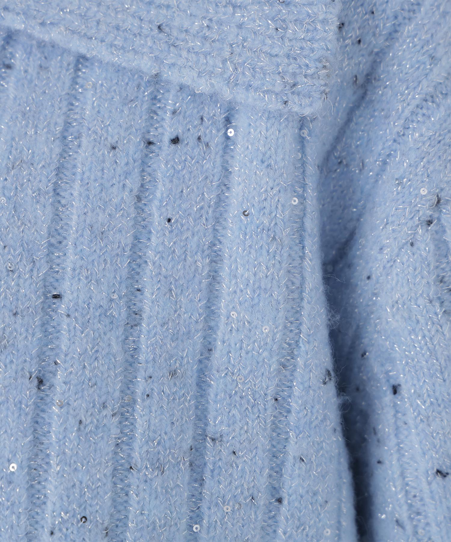 スパンコールラメニットセットアップ ブルー