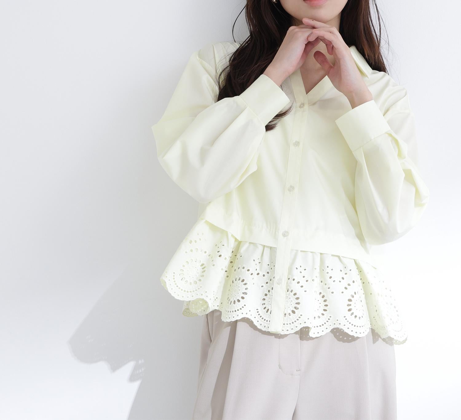 エンブロイダリーヘムブラウス イエロー