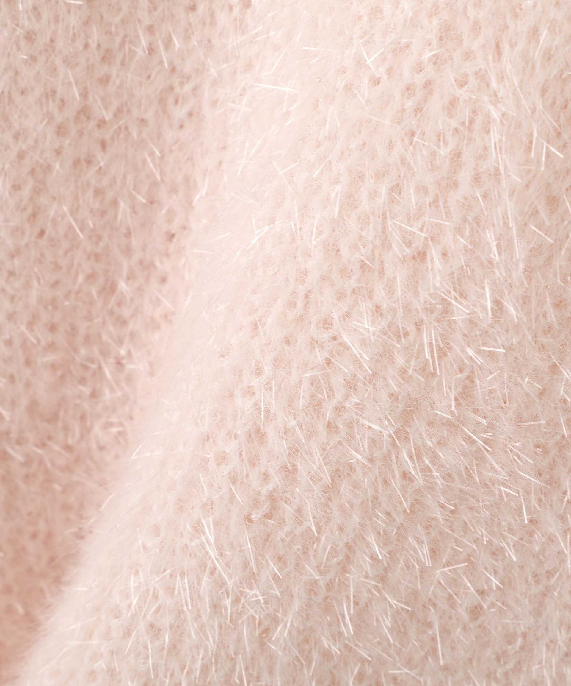 サイドリボンフィルムフェザーニット ピンク