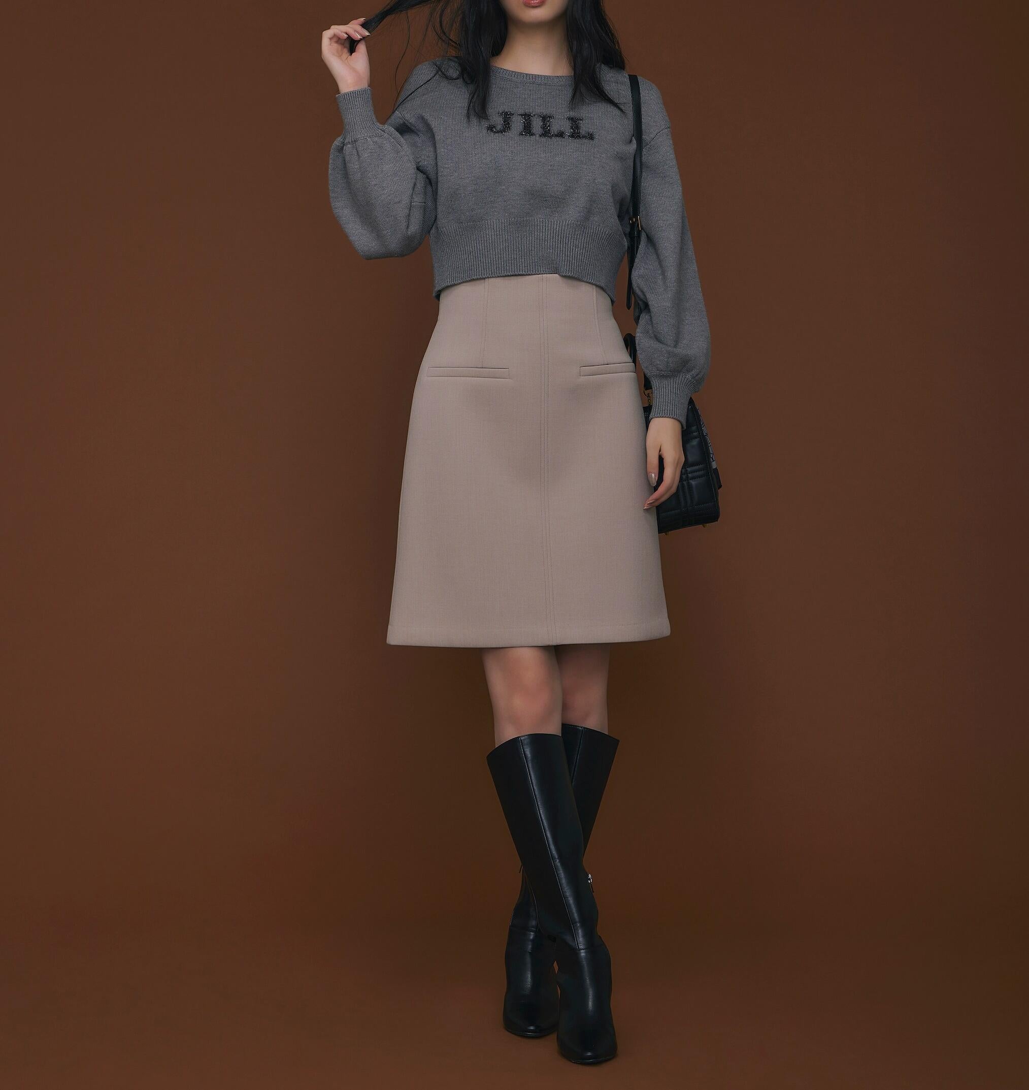 ロングブーツ ブラックスムース