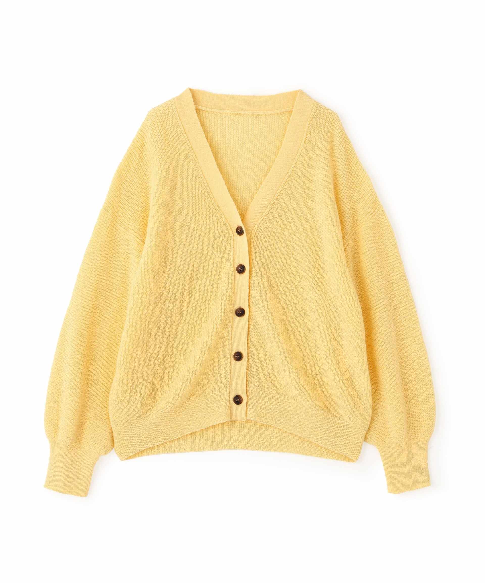 5GモヘヤタッチVネックカーディガン イエロー