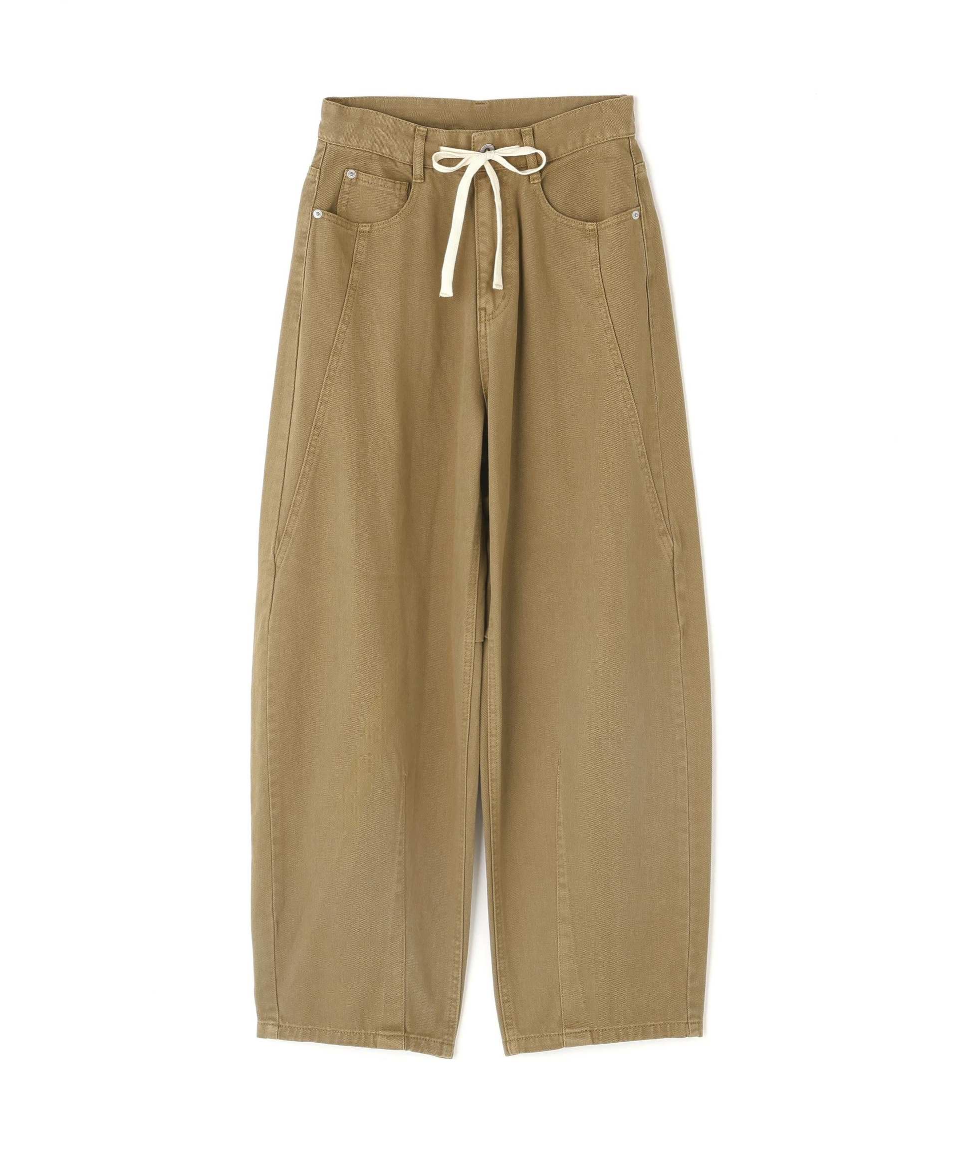 ドロストバレルレッグデニムパンツ キャメル