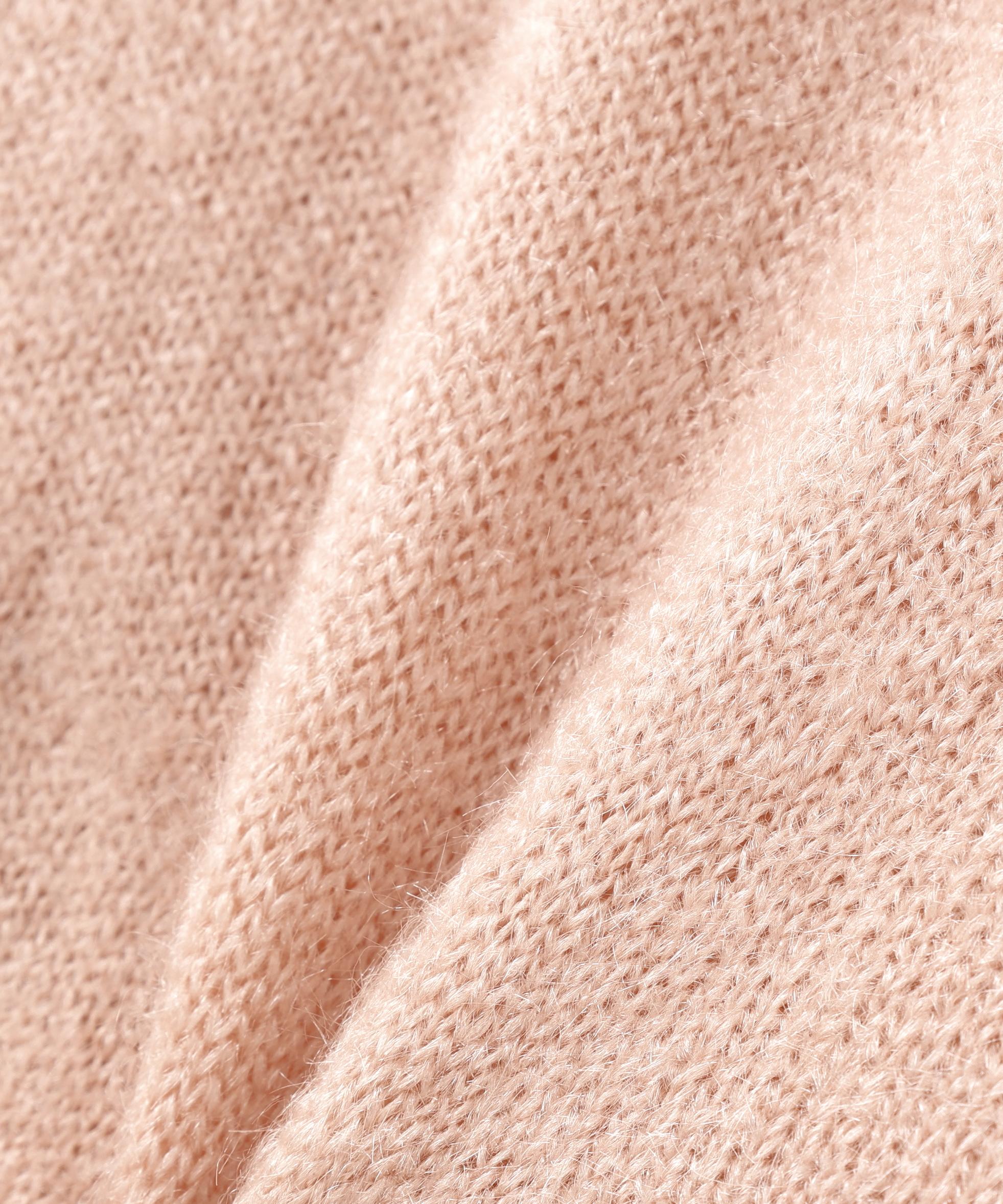 パールボタンヘアリーニット ニュアンスピンク