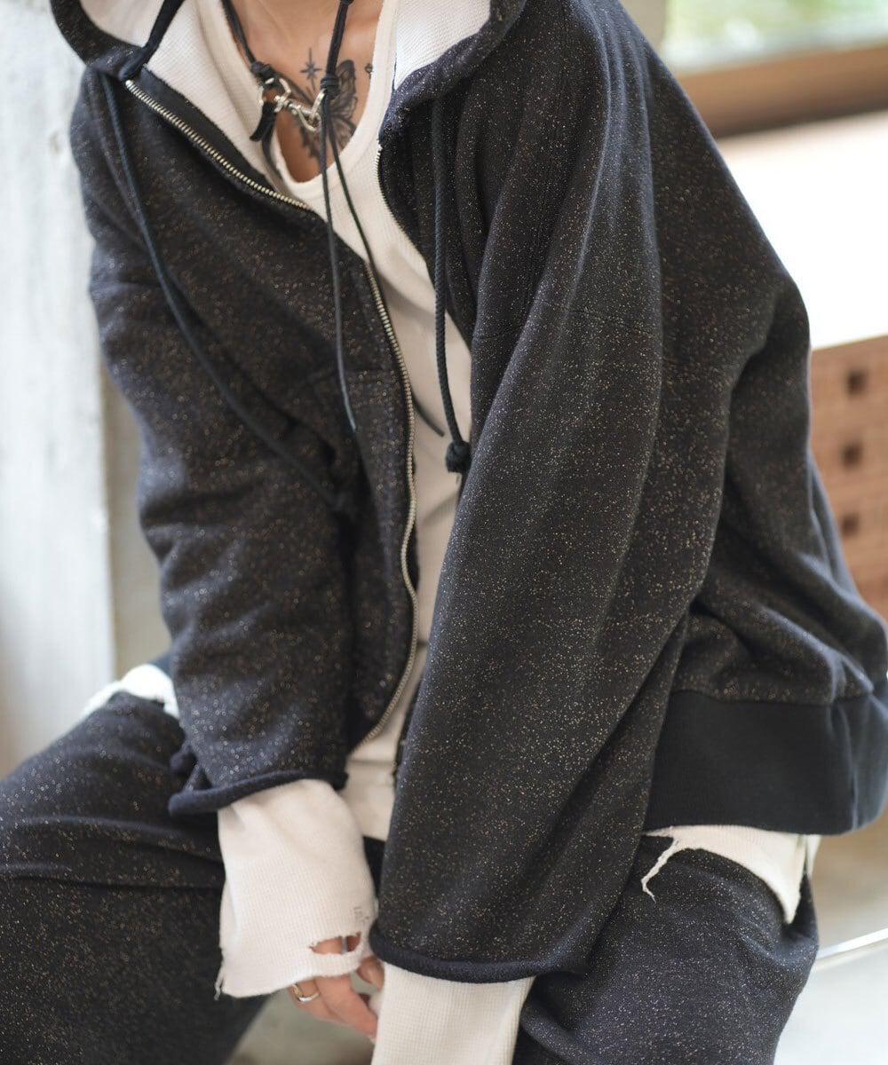 ANCELLM/LAYERED ZIP-UP HOODIE EX